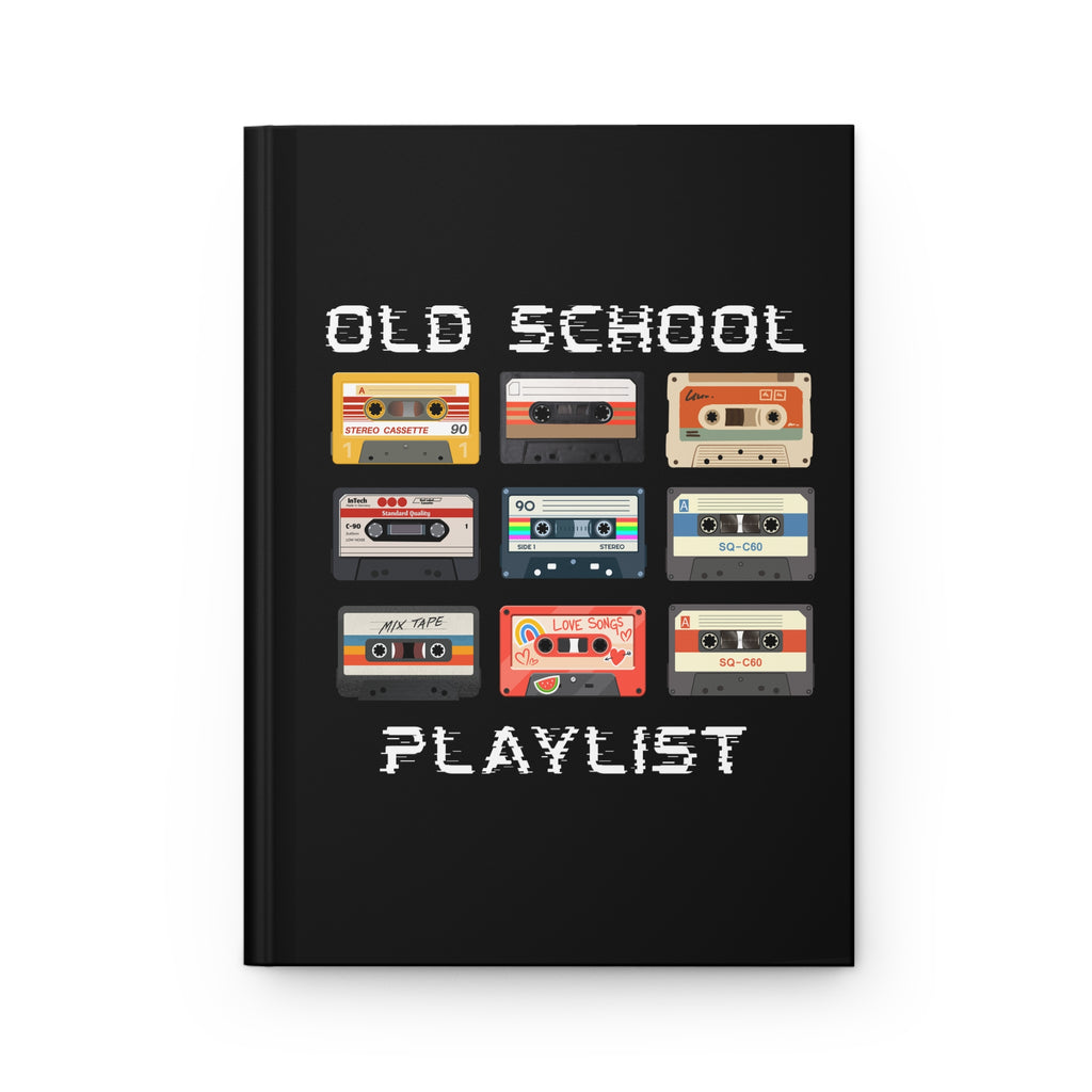 Old School Playlist Hardcover Journal — Retro 80's Cassette Tape Notebook