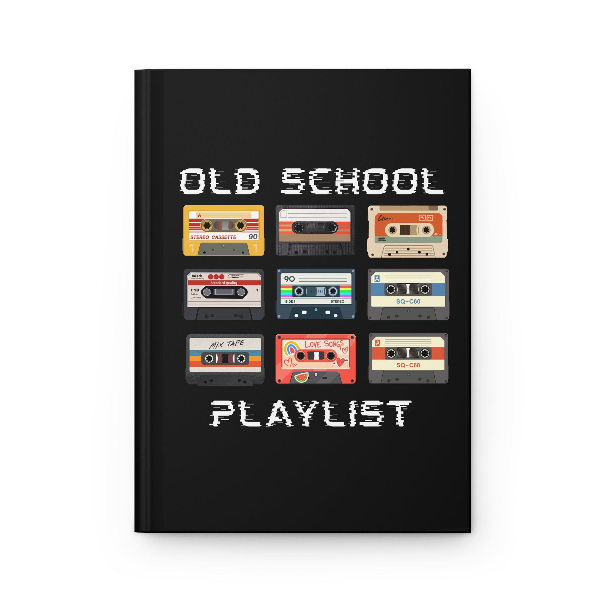 Old School Playlist Hardcover Journal — Retro 80's Cassette Tape Notebook