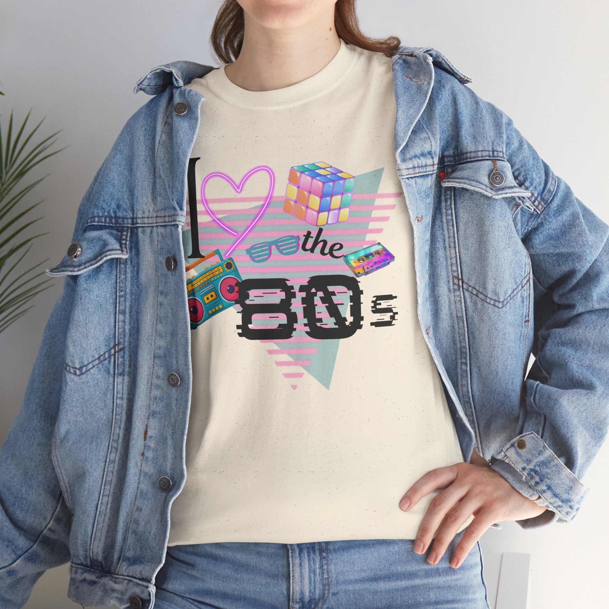 I Love the 80s T-Shirt — Retro Cassette, Rubik’s Cube & Neon Vintage Tee
