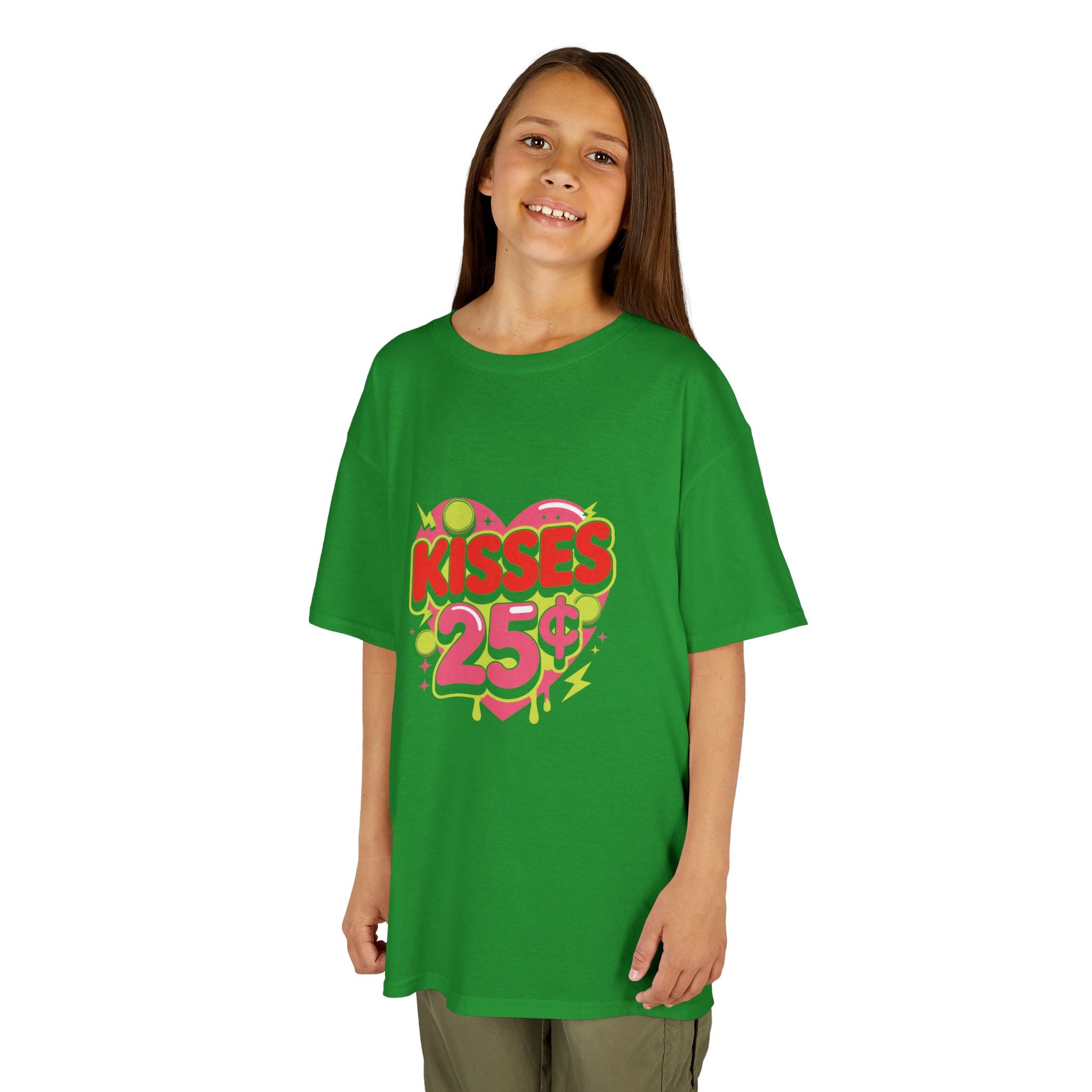 Kids T-Shirt — "Kisses 25" Retro Valentine Heart Tee 80s Retro