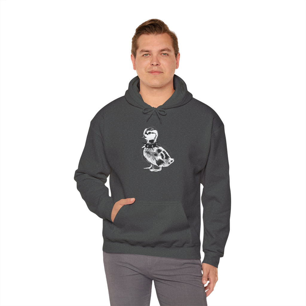 80s Punk Duckling Sketch Hoodie – Vintage Black & White Baby Duck Graphic Sweatshirt
