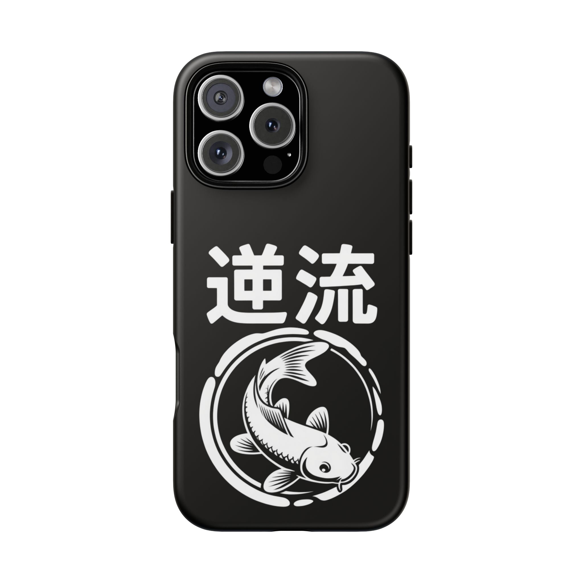 Koi '逆流' Tough Phone Case — Black Protective iPhone Cover - 80s Design