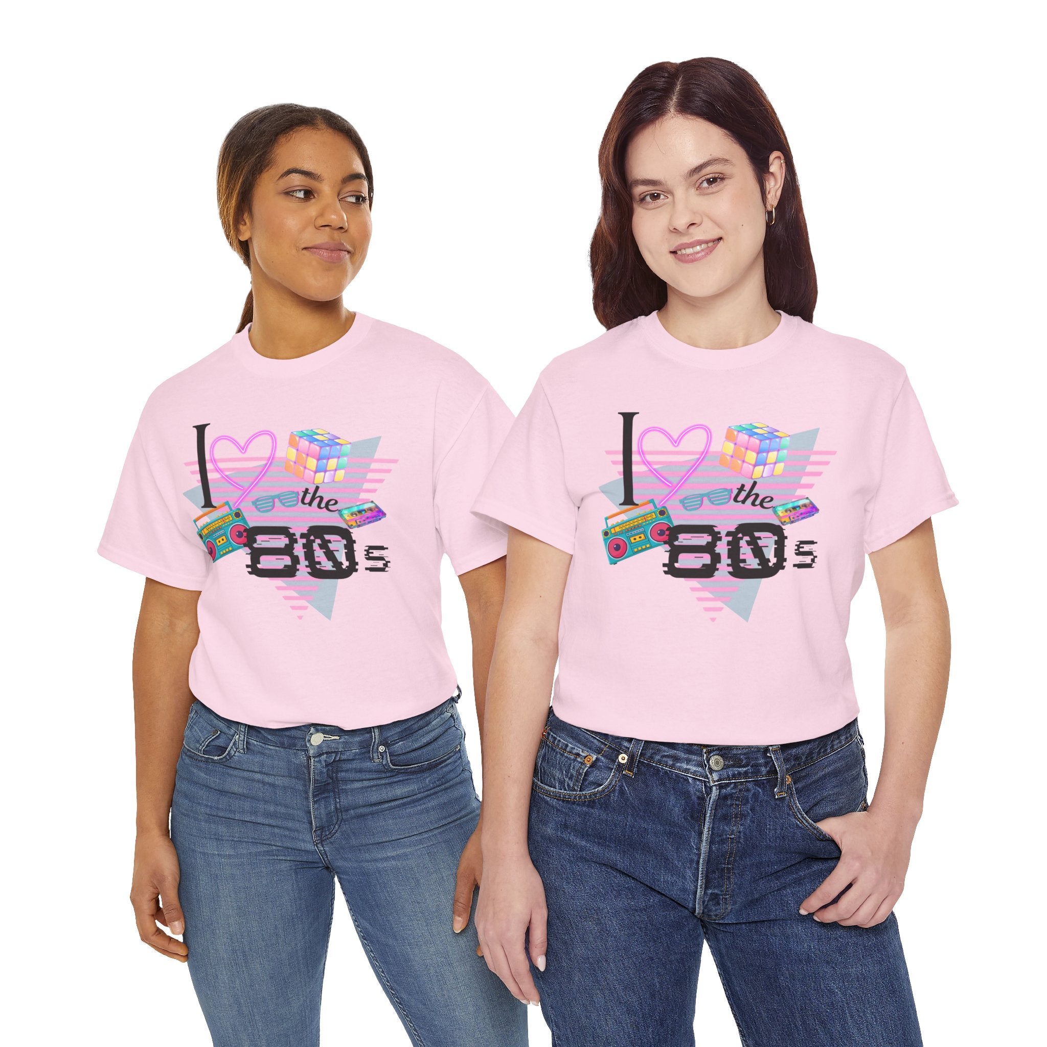 I Love the 80s T-Shirt — Retro Cassette, Rubik’s Cube & Neon Vintage Tee