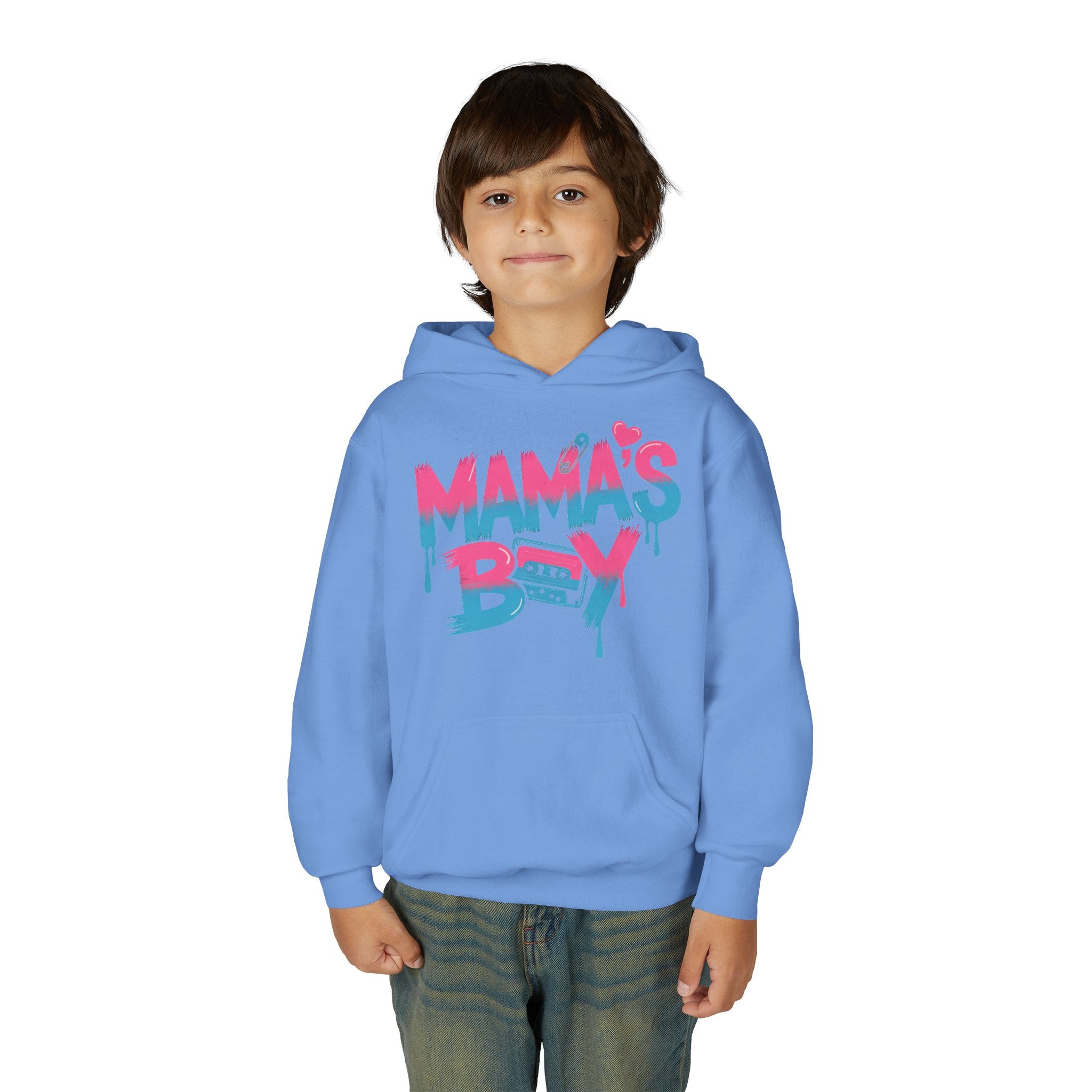 Youth Hoodie — "Mama's Boy" Colorful Drip Graphic Sweatshirt 80s Retro Style