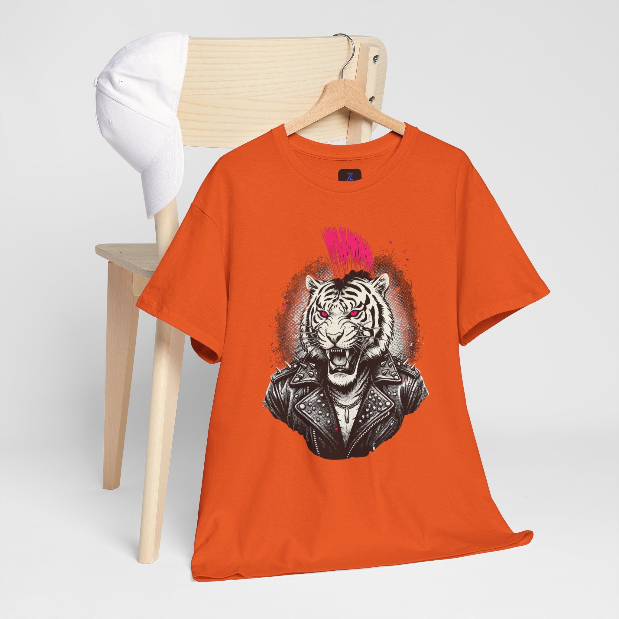 Punk Rock Tiger T-Shirt — Mohawk Tiger Graphic Tee 80's Fashion Rebel