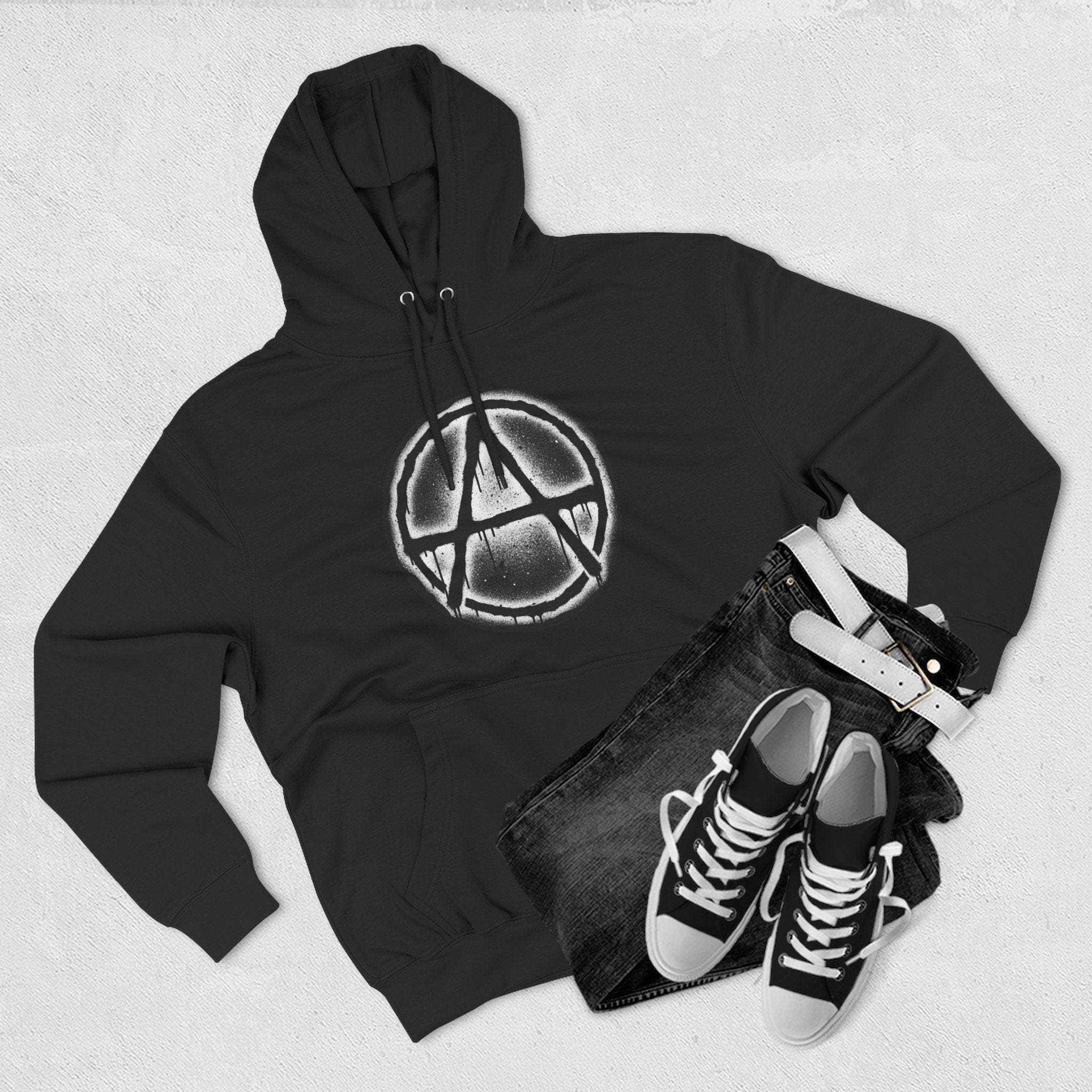 Anarchy Symbol Hoodie — Grunge Circle Anarchy Graphic Pullover 80's Fashion