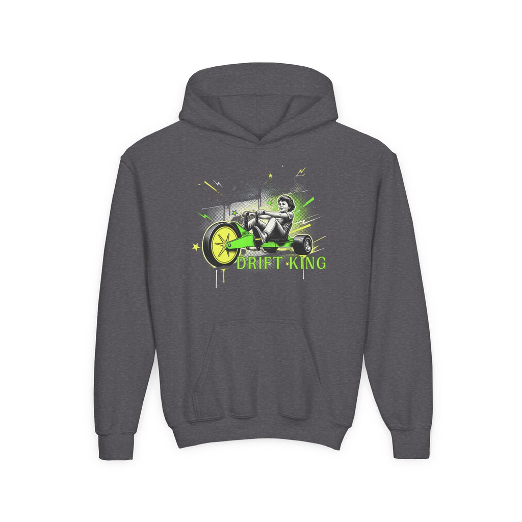 Drift King Youth Hoodie - Go-Kart Racing Graphic Sweatshirt 80s Fashion Design