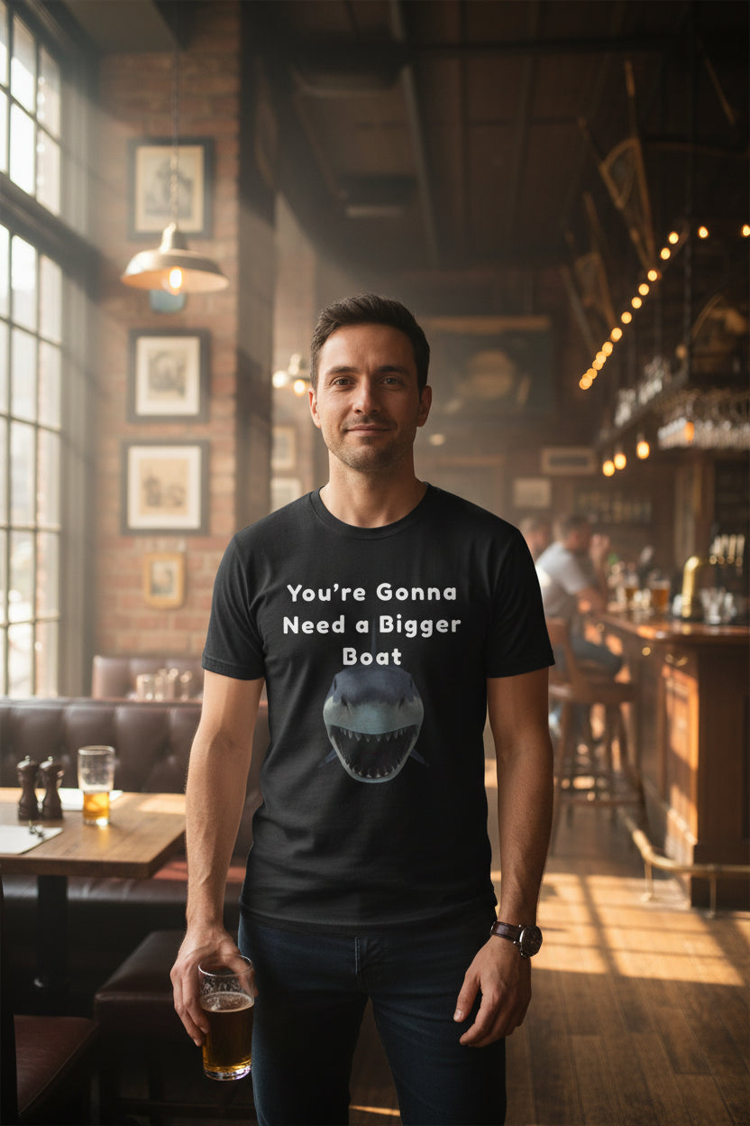 Shark Graphic Tee — "You're Gonna Need a Bigger Boat" Casual T-Shirt 80's Movie Qoutes