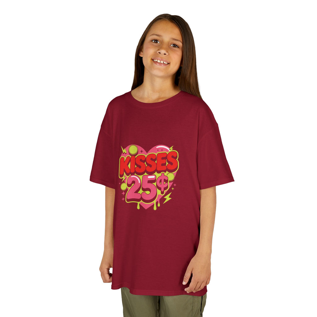 Kids T-Shirt — "Kisses 25" Retro Valentine Heart Tee 80s Retro