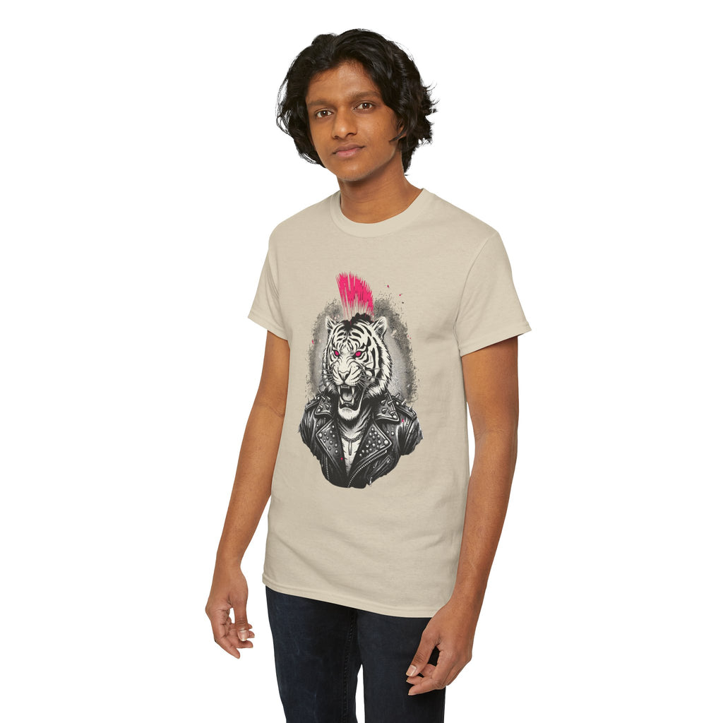 Punk Rock Tiger T-Shirt — Mohawk Tiger Graphic Tee 80's Fashion Rebel