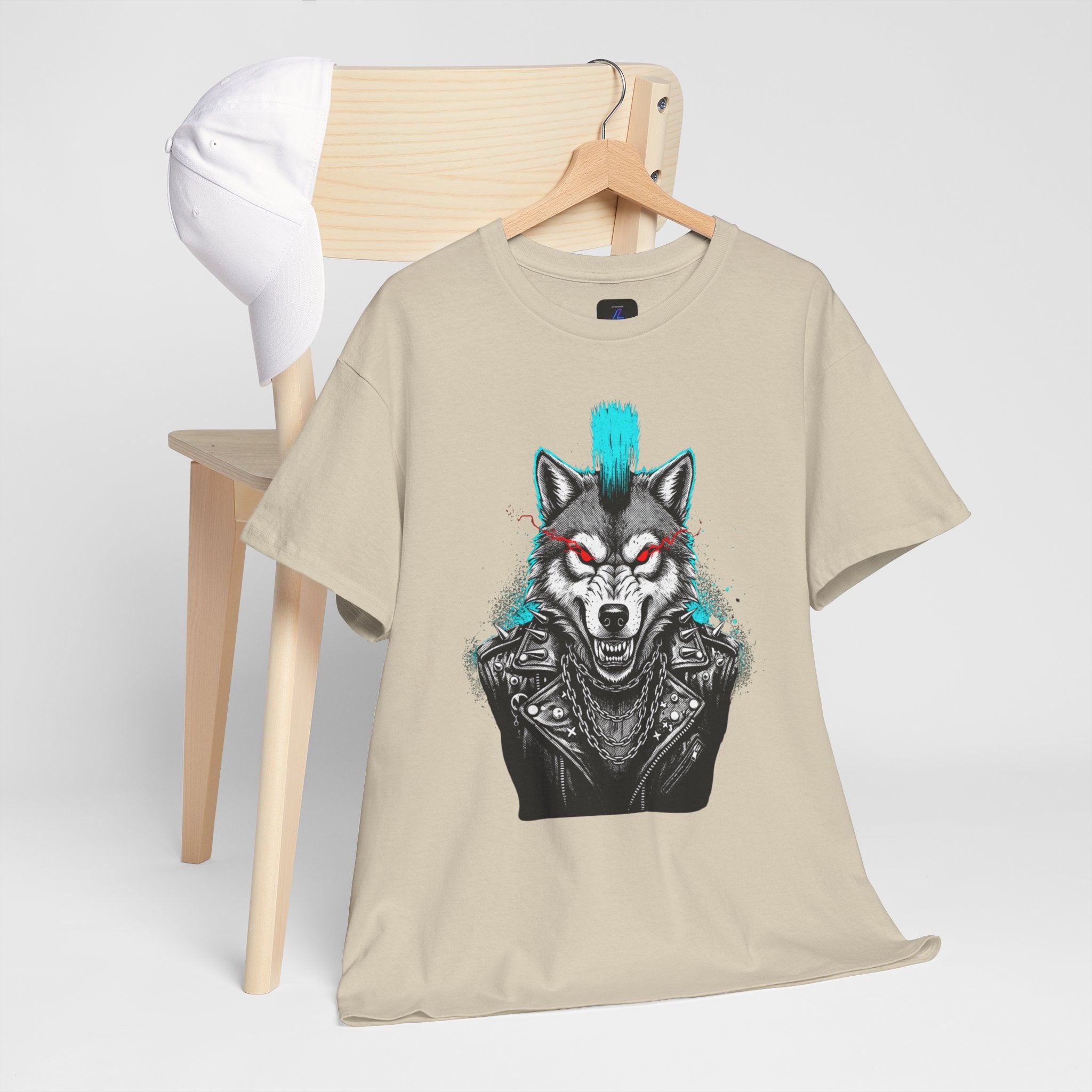 Wolf Punk Graphic Tee — Fierce Tribal Wolf Illustration T-Shirt 80's Rebel Fashion