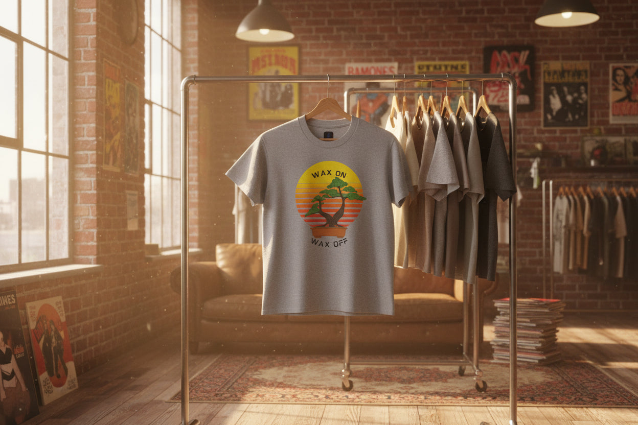 Wax On Wax Off Bonsai Tee — Retro Sunset Martial Arts T‑Shirt K-Kid Retro 80's