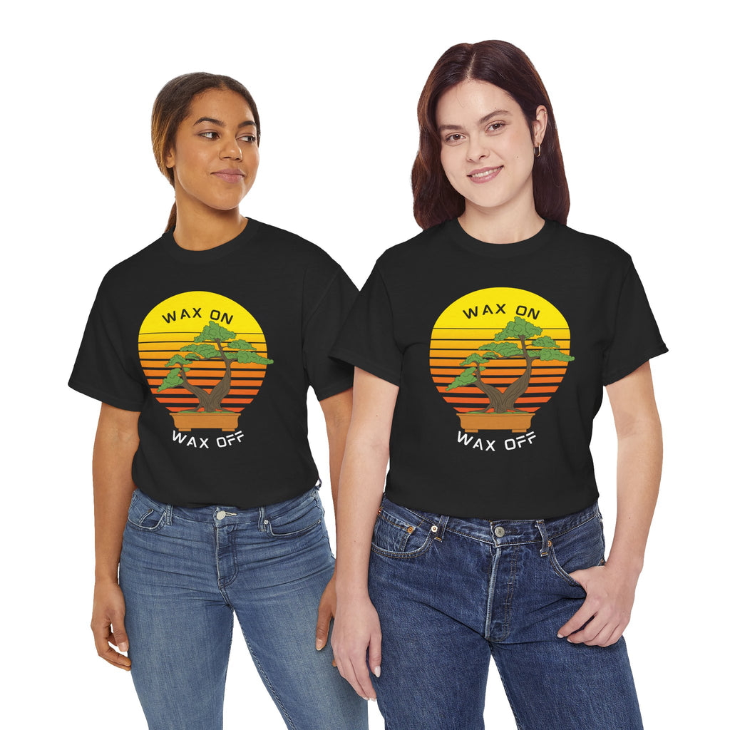 Wax On Wax Off Bonsai Tee — Retro Sunset Martial Arts T‑Shirt K-Kid Retro 80's