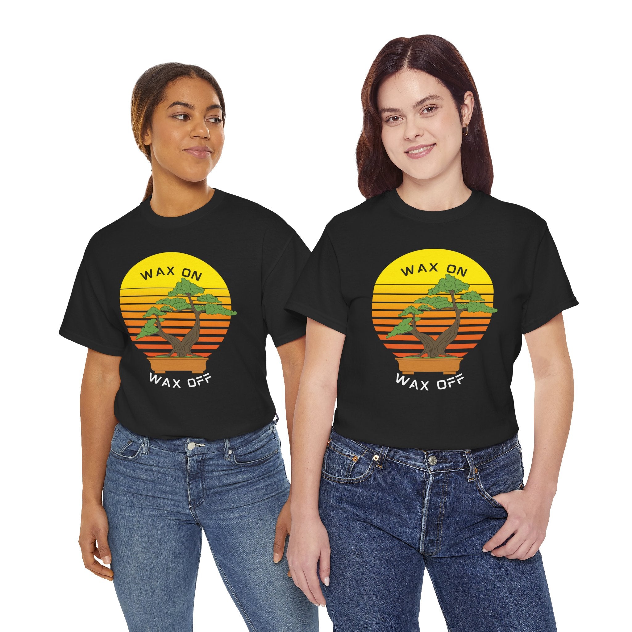 Wax On Wax Off Bonsai Tee — Retro Sunset Martial Arts T‑Shirt K-Kid Retro 80's