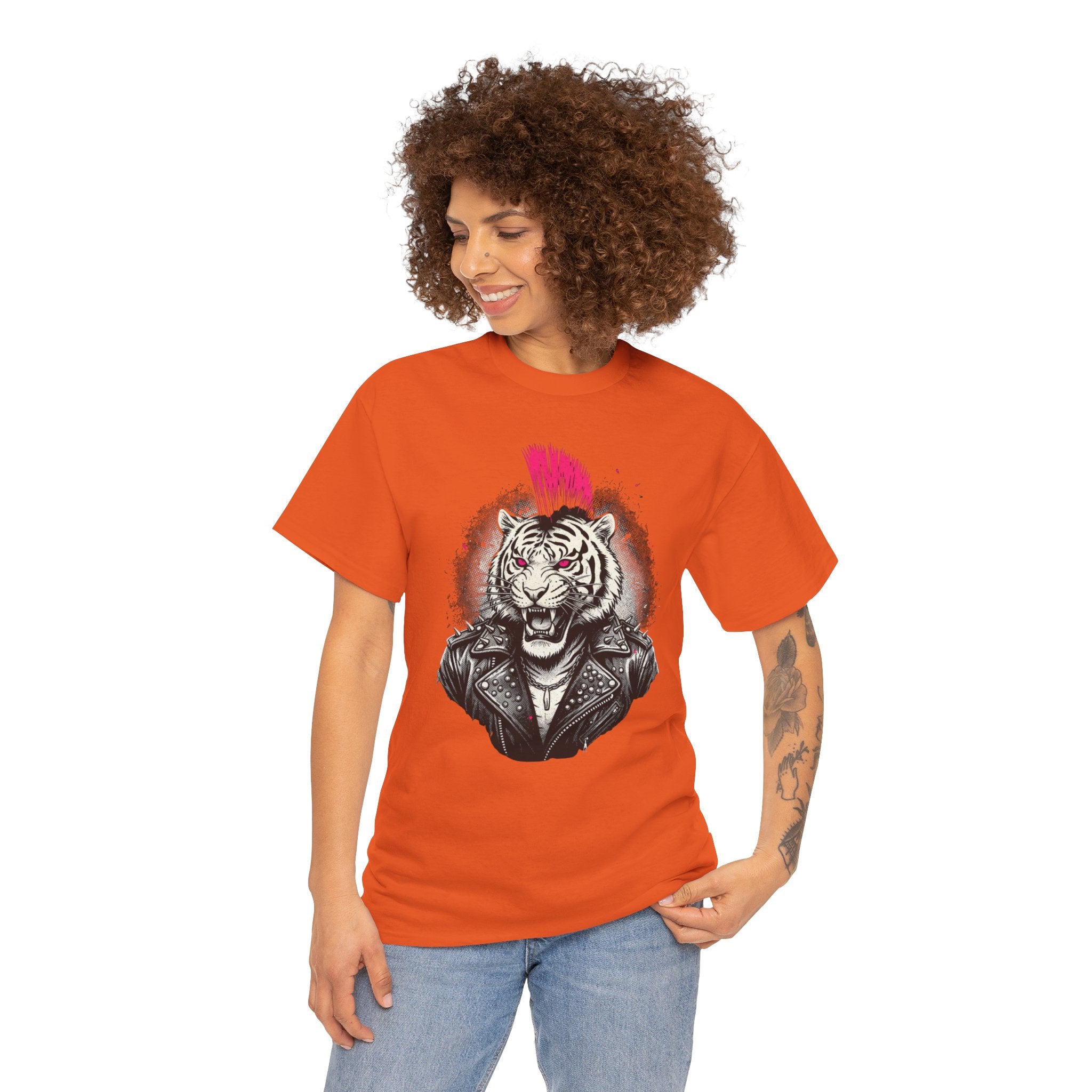 Punk Rock Tiger T-Shirt — Mohawk Tiger Graphic Tee 80's Fashion Rebel