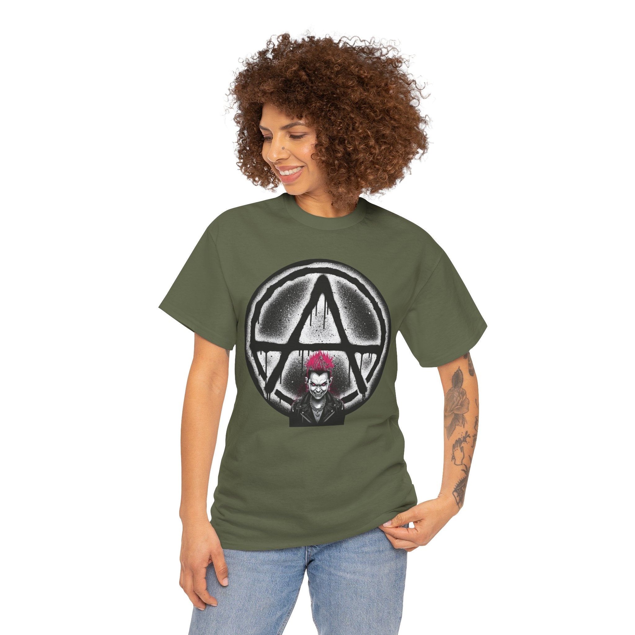Anarchy Punk Graphic Tee — Red-Mohawk Rebel Shirt 80's Fashion