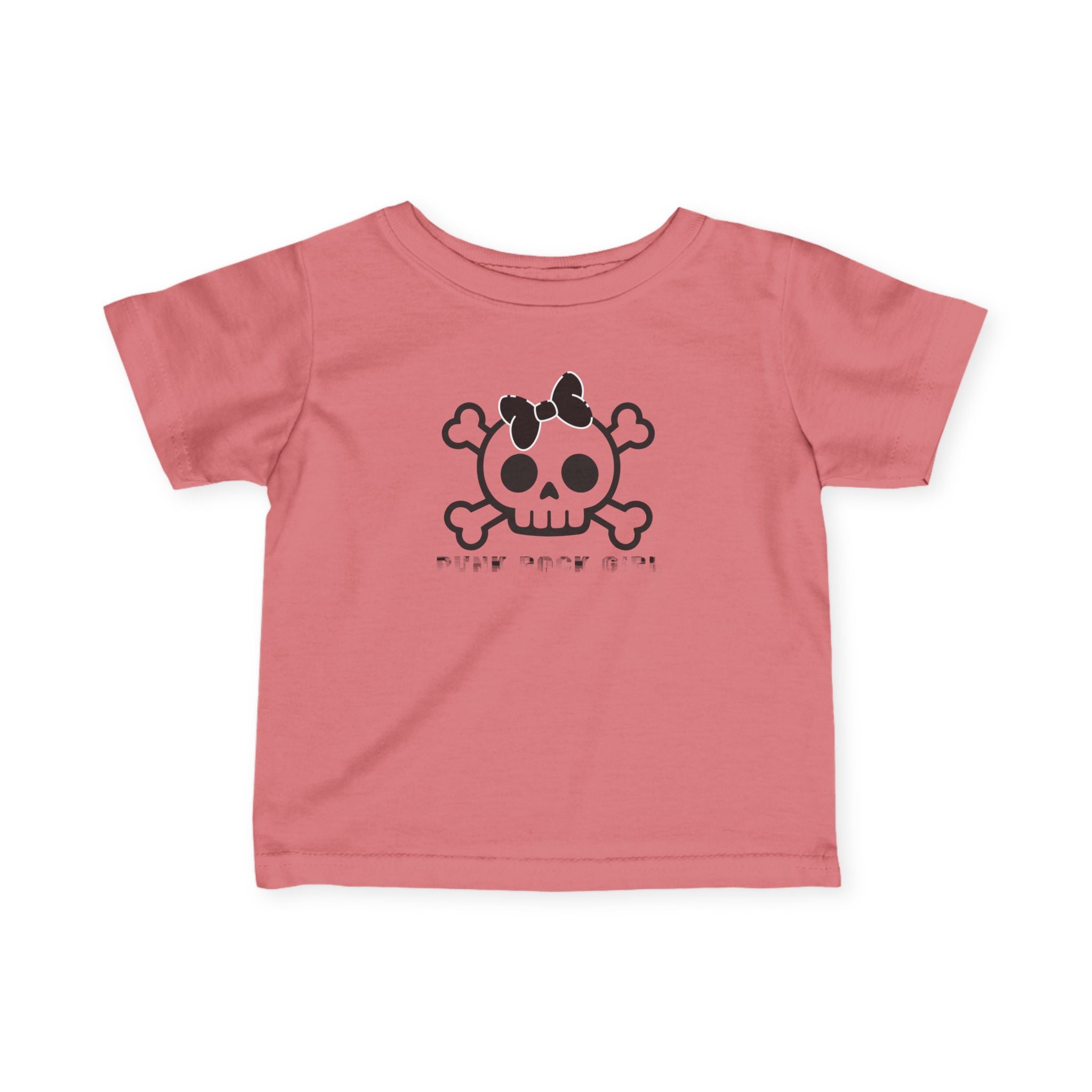 Infant Tee — Cute Skull & Crossbones Baby Shirt (Bow Accent) 80s Retro