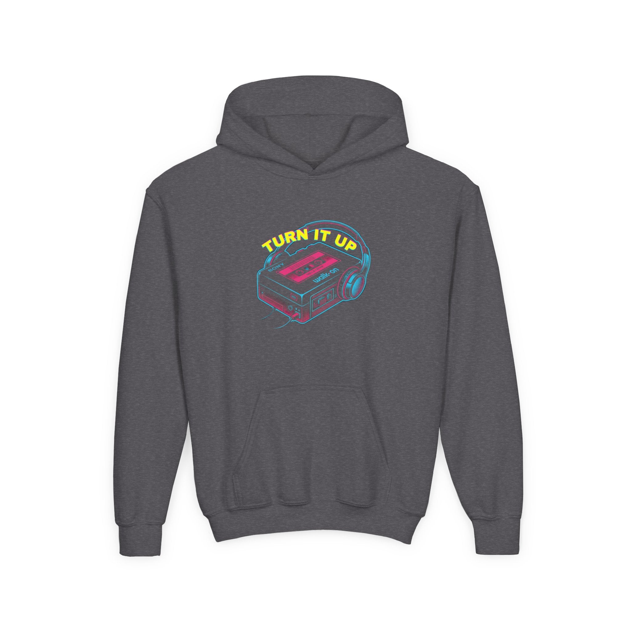 Youth Hoodie - "Turn It Up" Retro Cassette "Walkman" Graphic 80's Fashion
