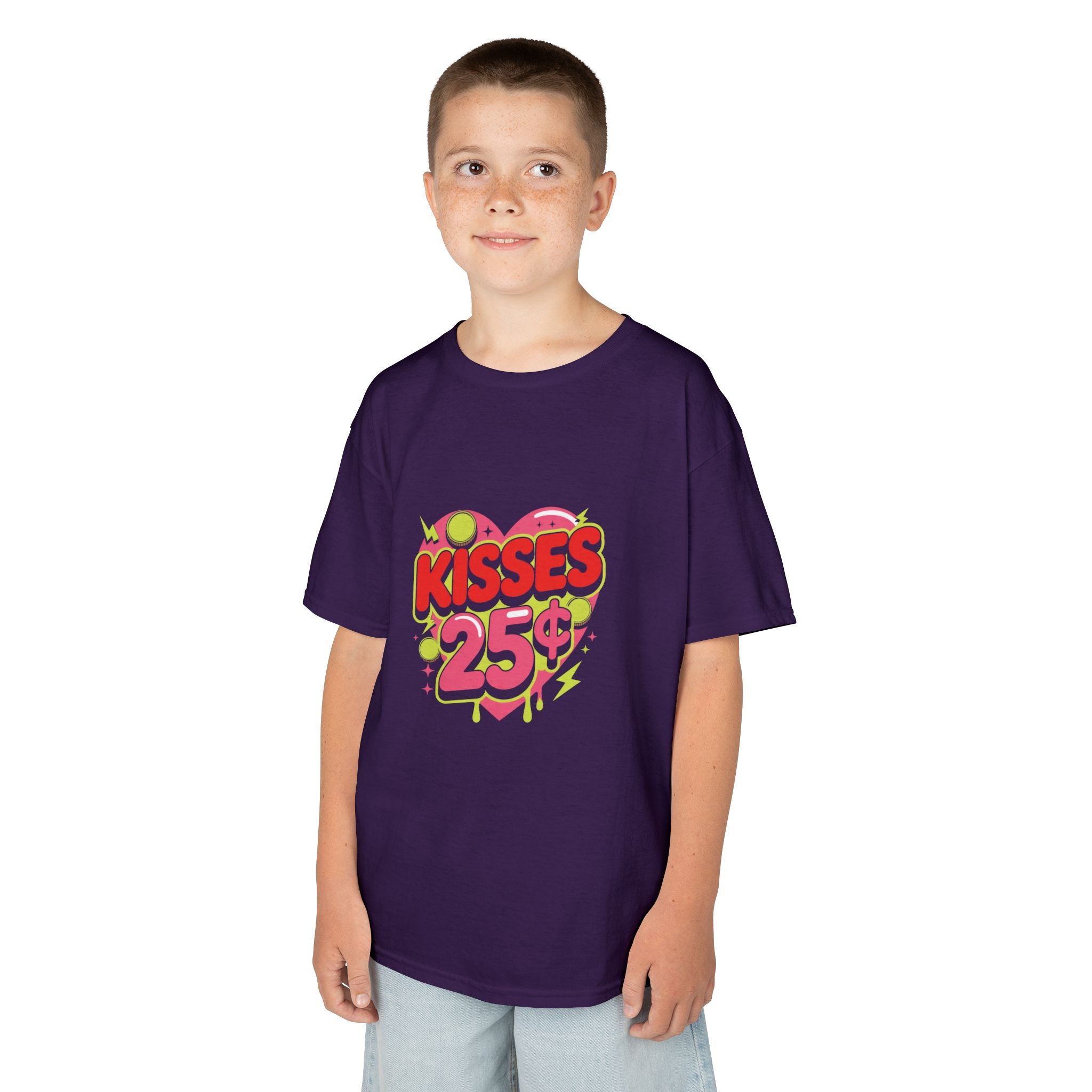 Kids T-Shirt — "Kisses 25" Retro Valentine Heart Tee 80s Retro