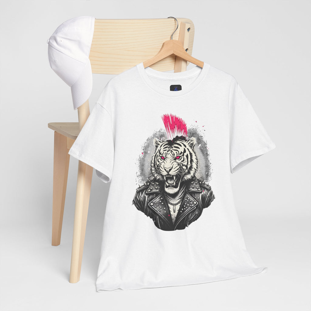 Punk Rock Tiger T-Shirt — Mohawk Tiger Graphic Tee 80's Fashion Rebel