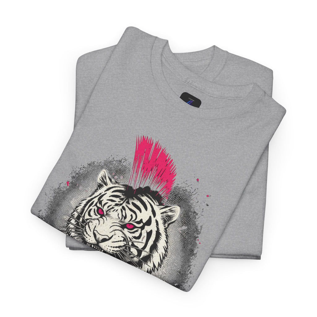 Punk Rock Tiger T-Shirt — Mohawk Tiger Graphic Tee 80's Fashion Rebel