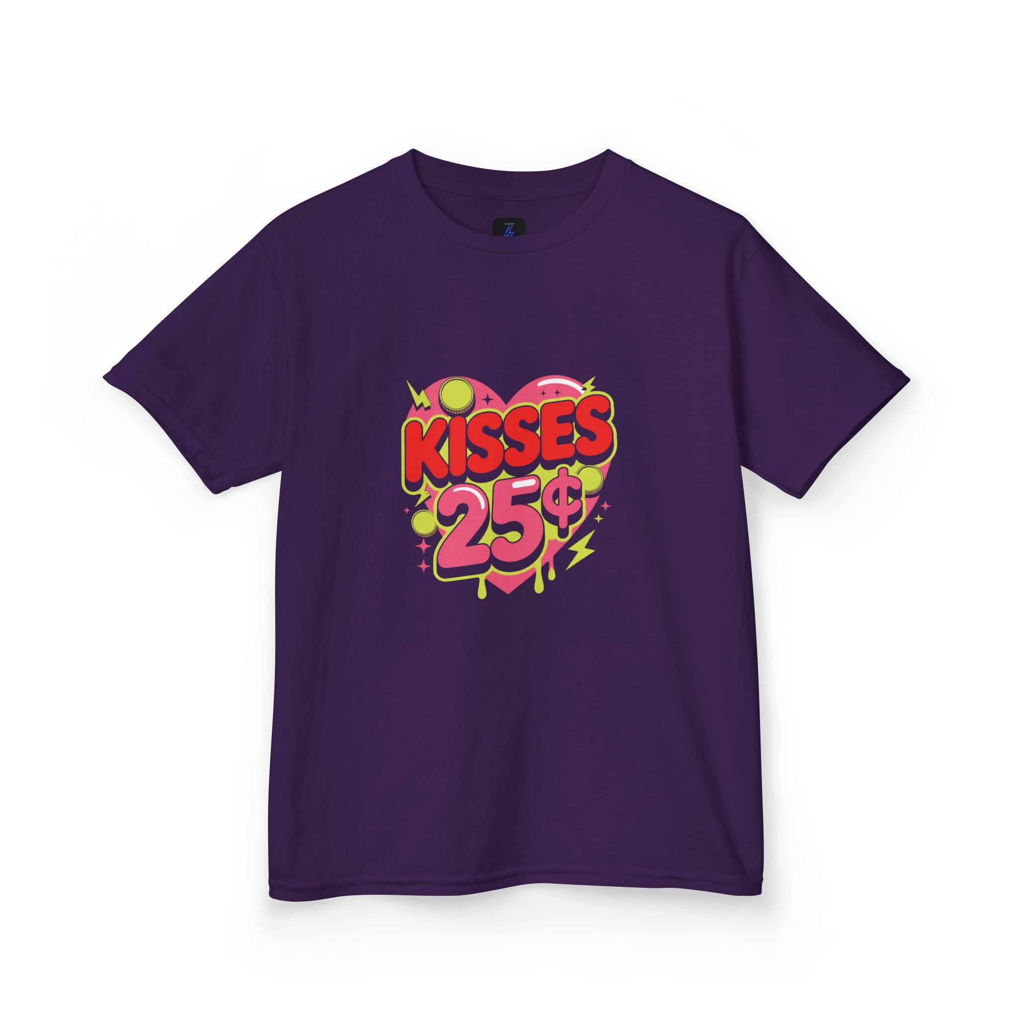 Kids T-Shirt — "Kisses 25" Retro Valentine Heart Tee 80s Retro