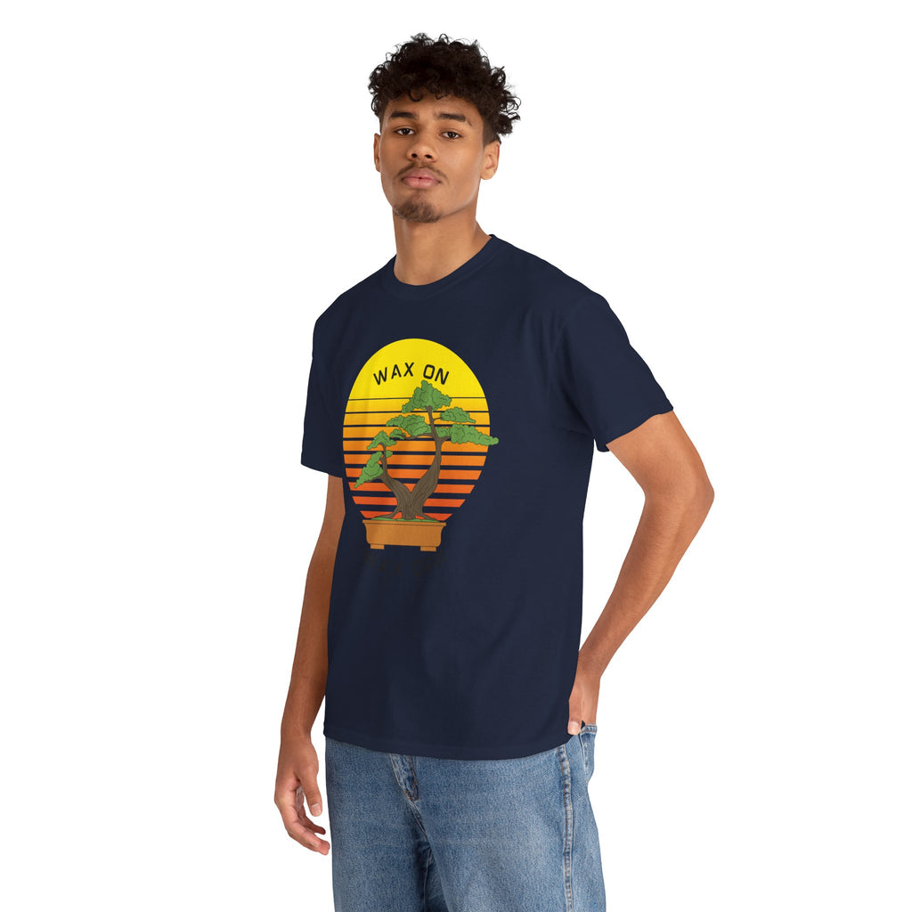 Wax On Wax Off Bonsai Tee — Retro Sunset Martial Arts T‑Shirt K-Kid Retro 80's