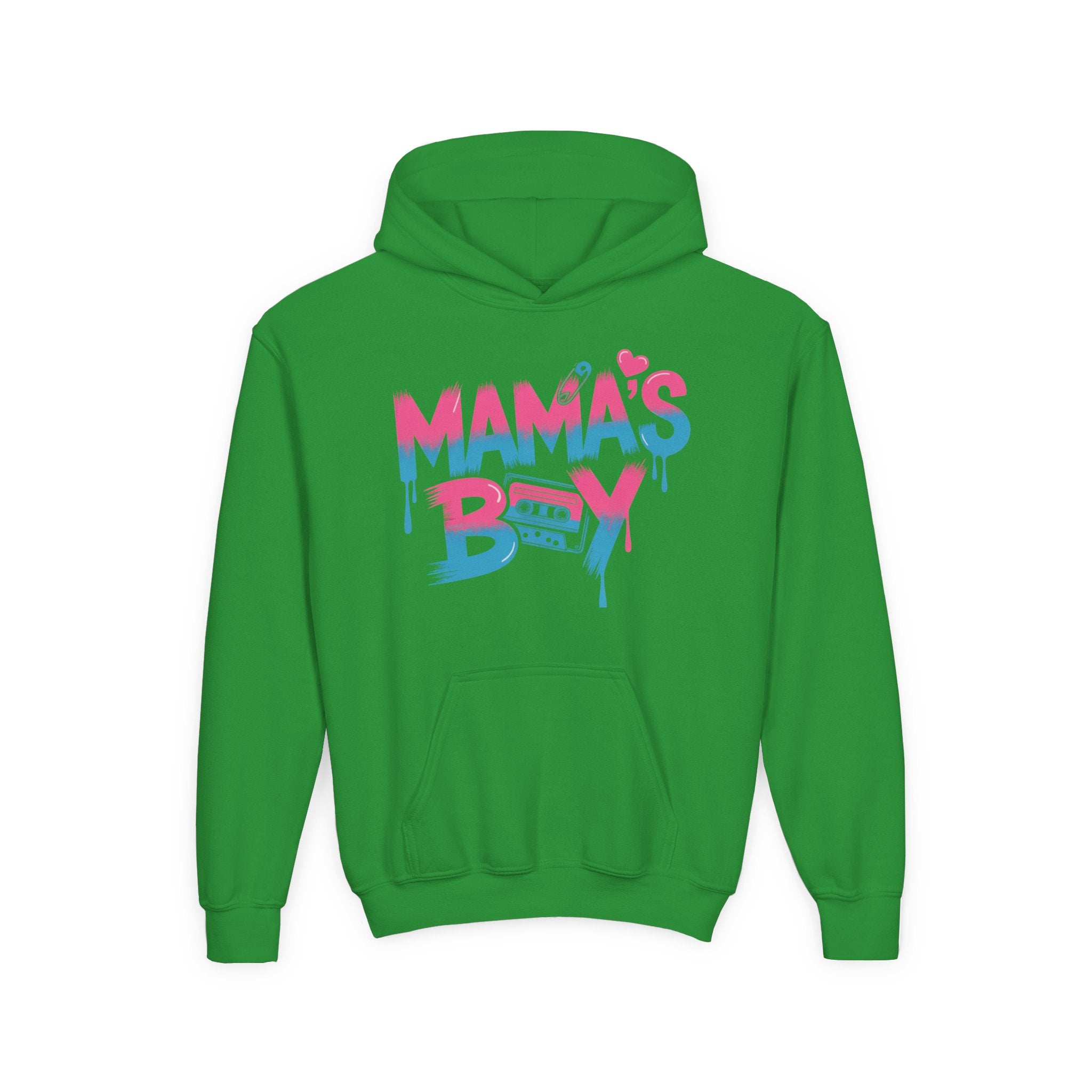 Youth Hoodie — "Mama's Boy" Colorful Drip Graphic Sweatshirt 80s Retro Style