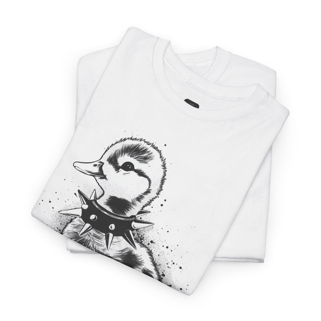 Punk Duckling Sketch T-Shirt — Black & White Watercolor 80s Punk Rock Duck Tee