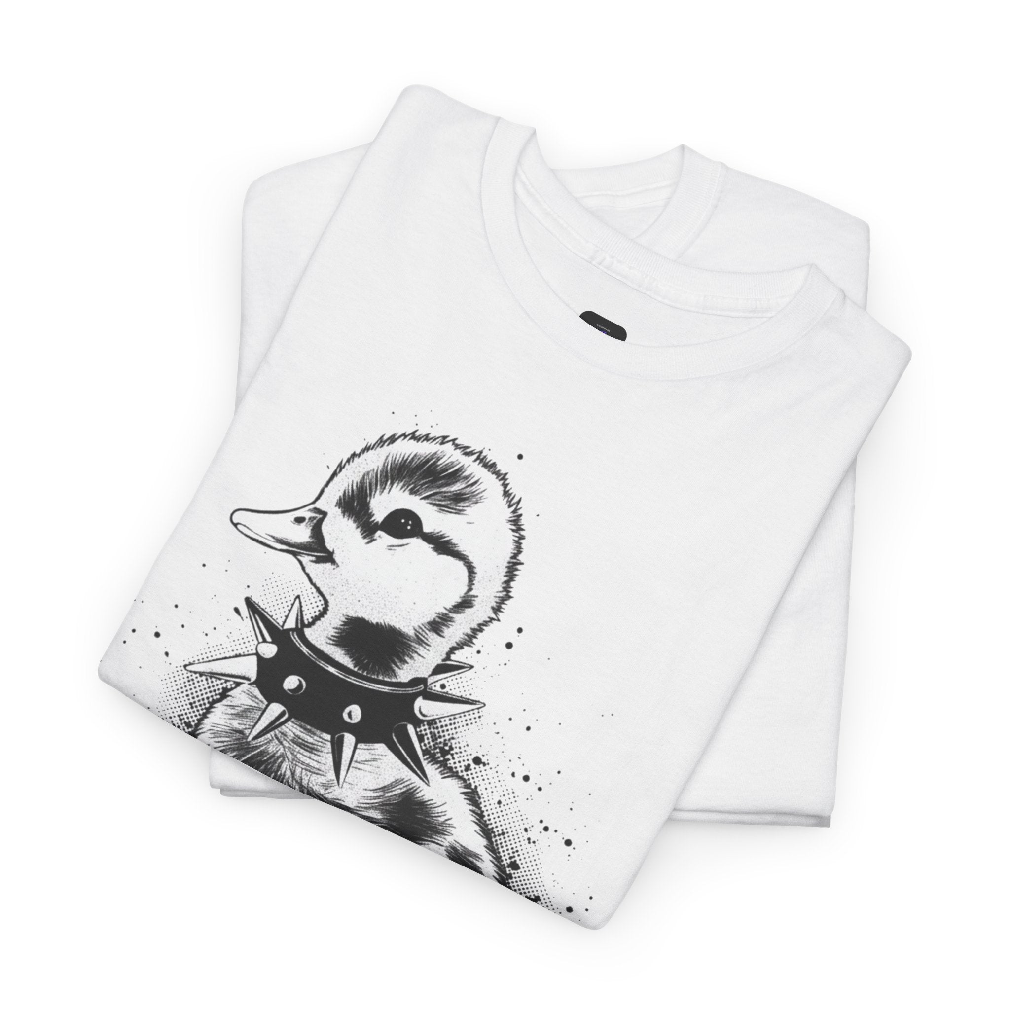 Punk Duckling Sketch T-Shirt — Black & White Watercolor 80s Punk Rock Duck Tee