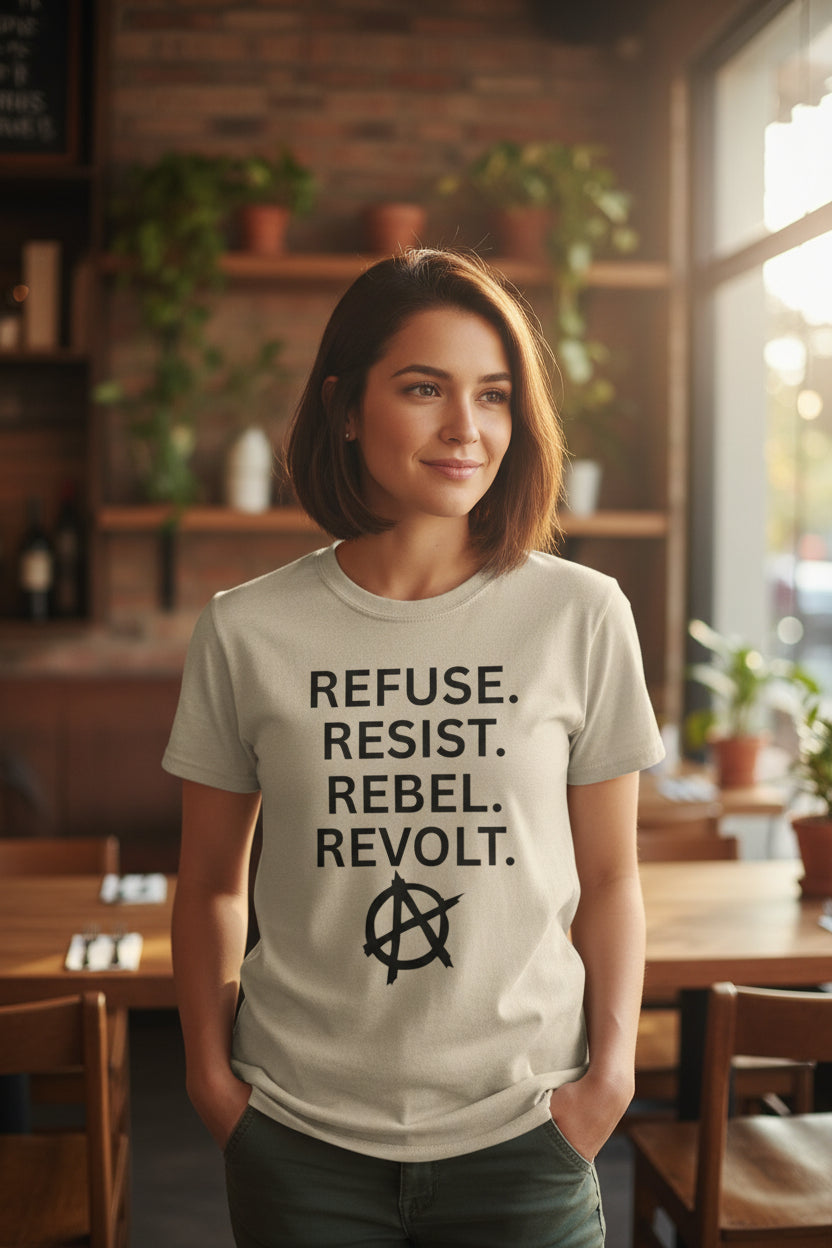 Refuse Resist Rebel Revolt T-Shirt — Anarchy Statement Tee