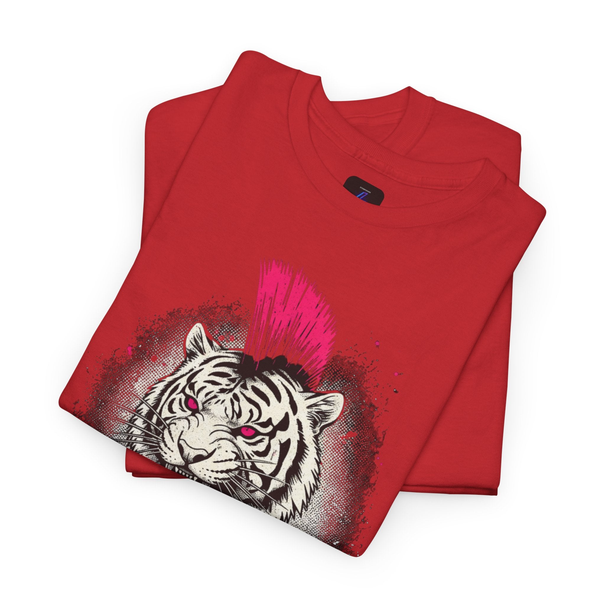 Punk Rock Tiger T-Shirt — Mohawk Tiger Graphic Tee 80's Fashion Rebel