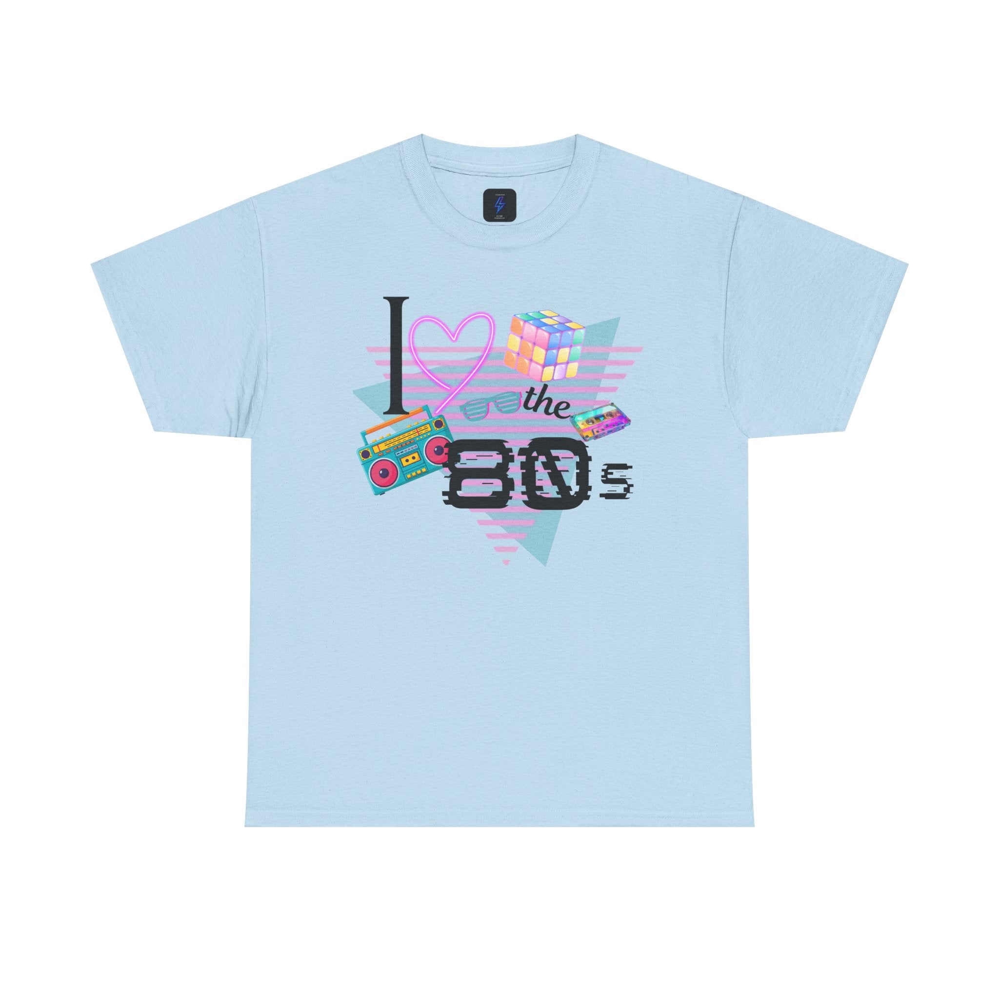 I Love the 80s T-Shirt — Retro Cassette, Rubik’s Cube & Neon Vintage Tee