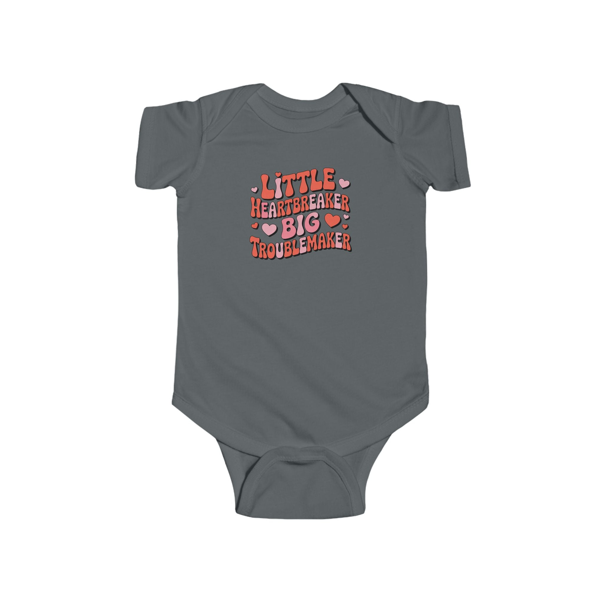 Infant Bodysuit — "Little Heartbreaker Big Trouble" Retro Heart Baby Onesie