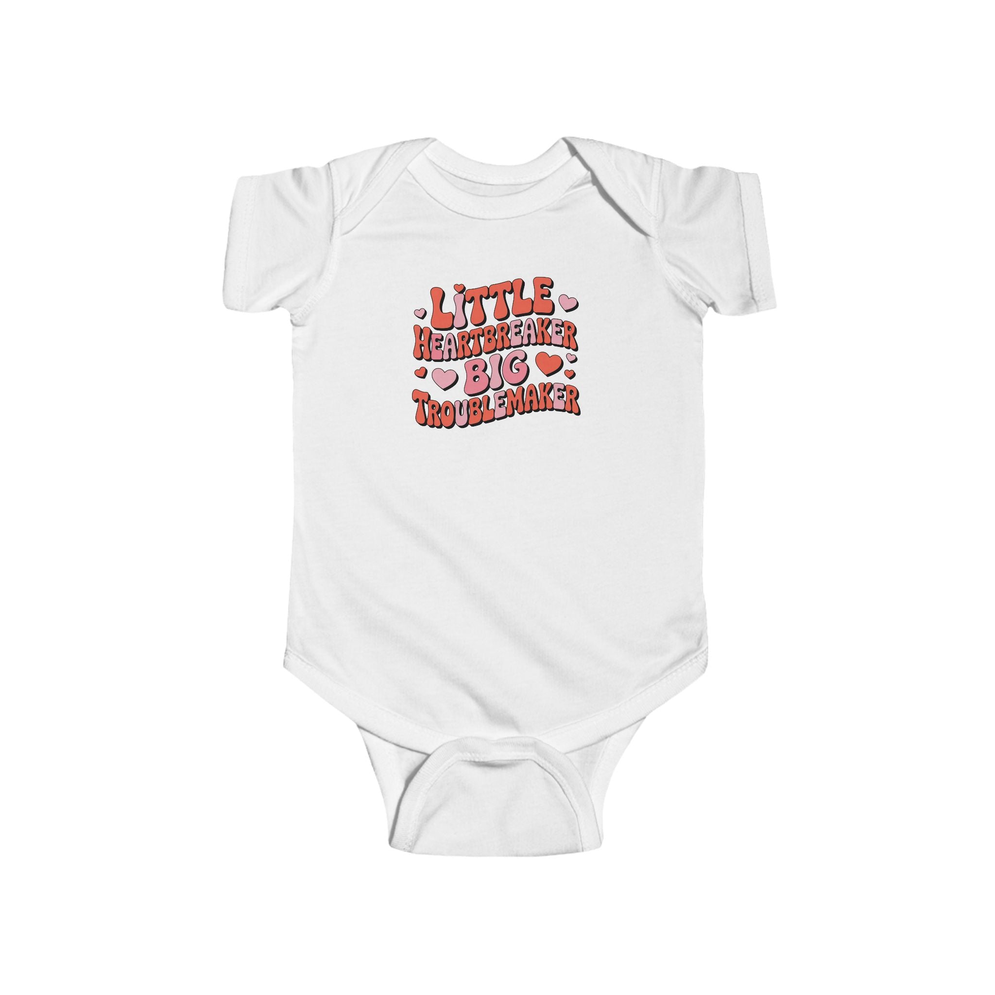 Infant Bodysuit — "Little Heartbreaker Big Trouble" Retro Heart Baby Onesie