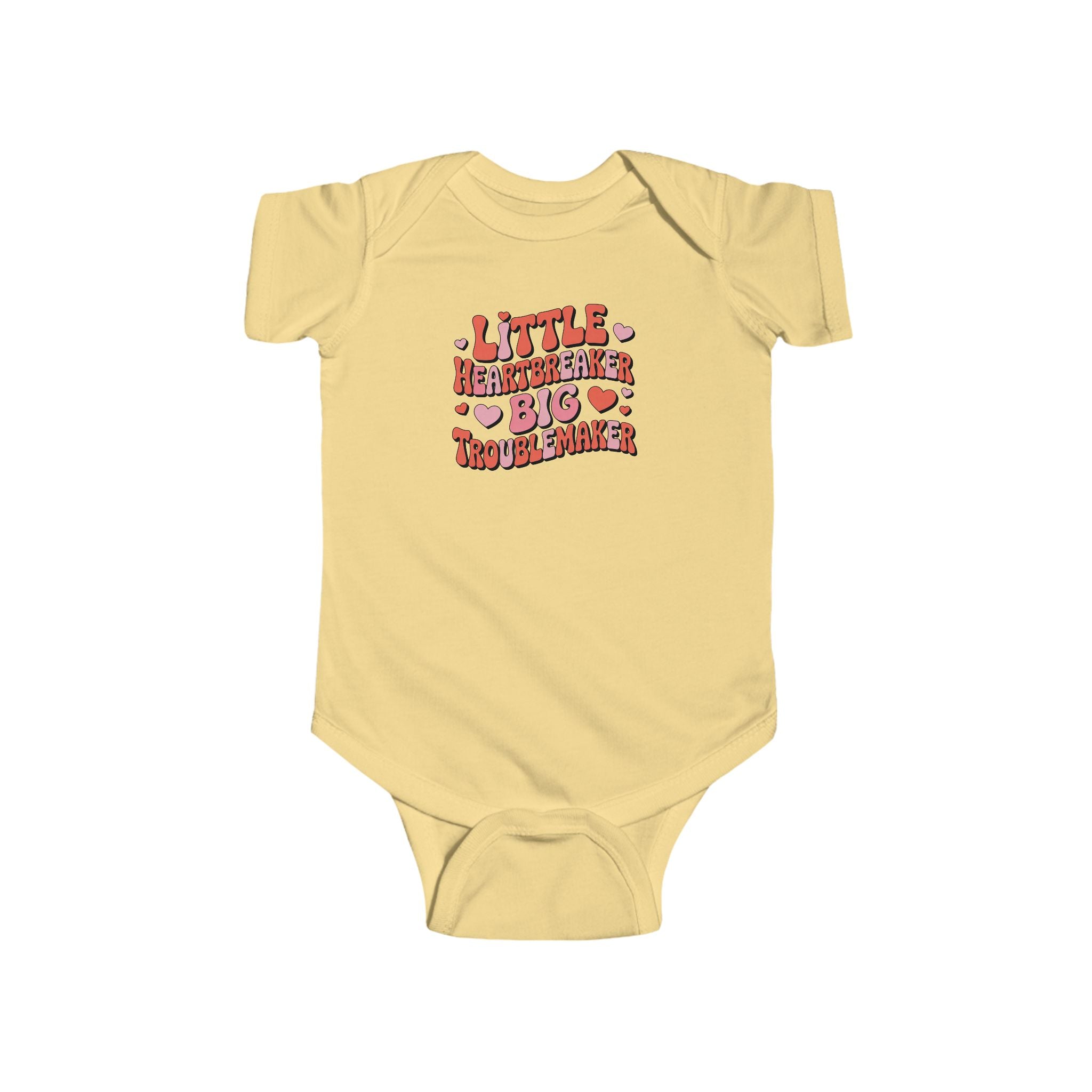 Infant Bodysuit — "Little Heartbreaker Big Trouble" Retro Heart Baby Onesie