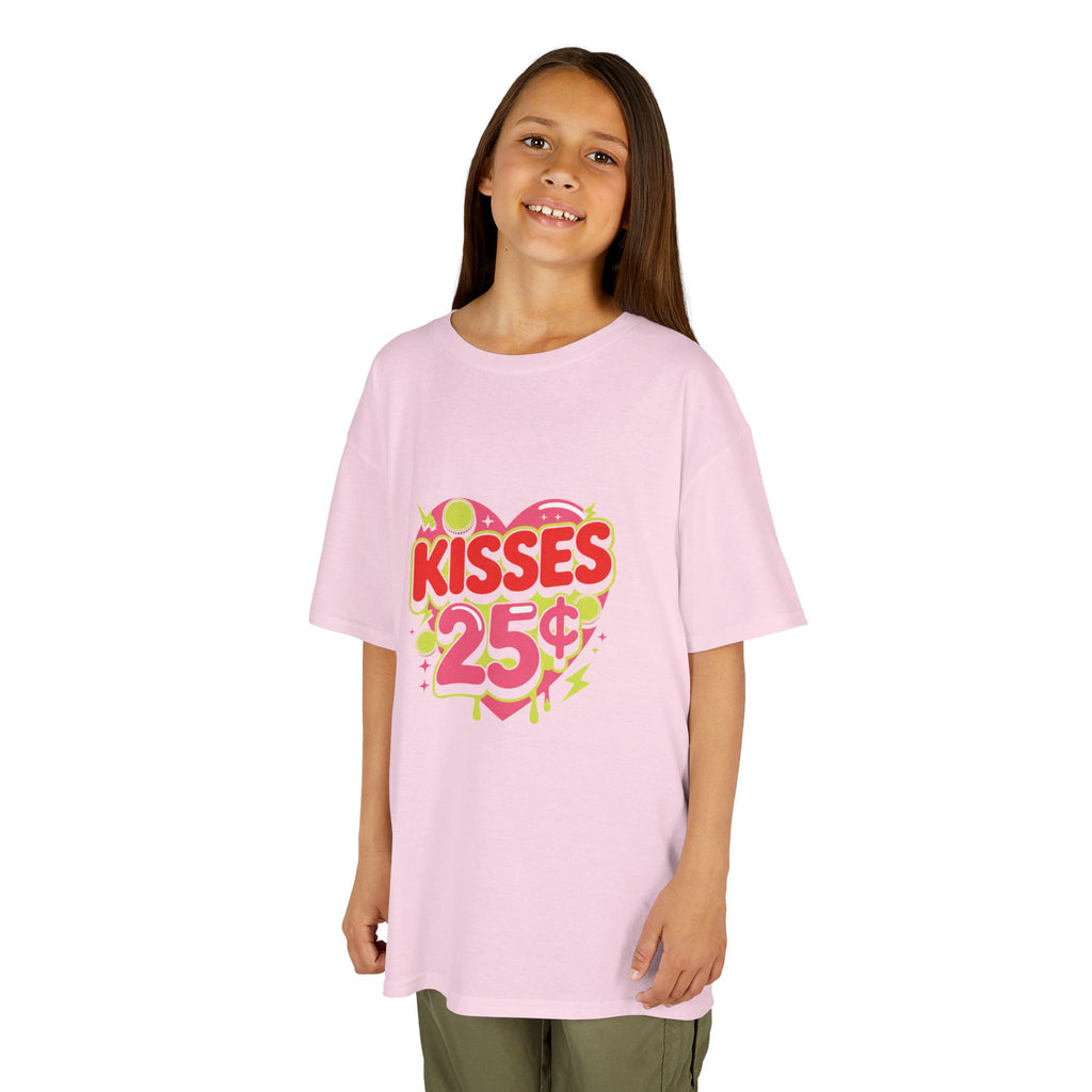 Kids T-Shirt — "Kisses 25" Retro Valentine Heart Tee 80s Retro