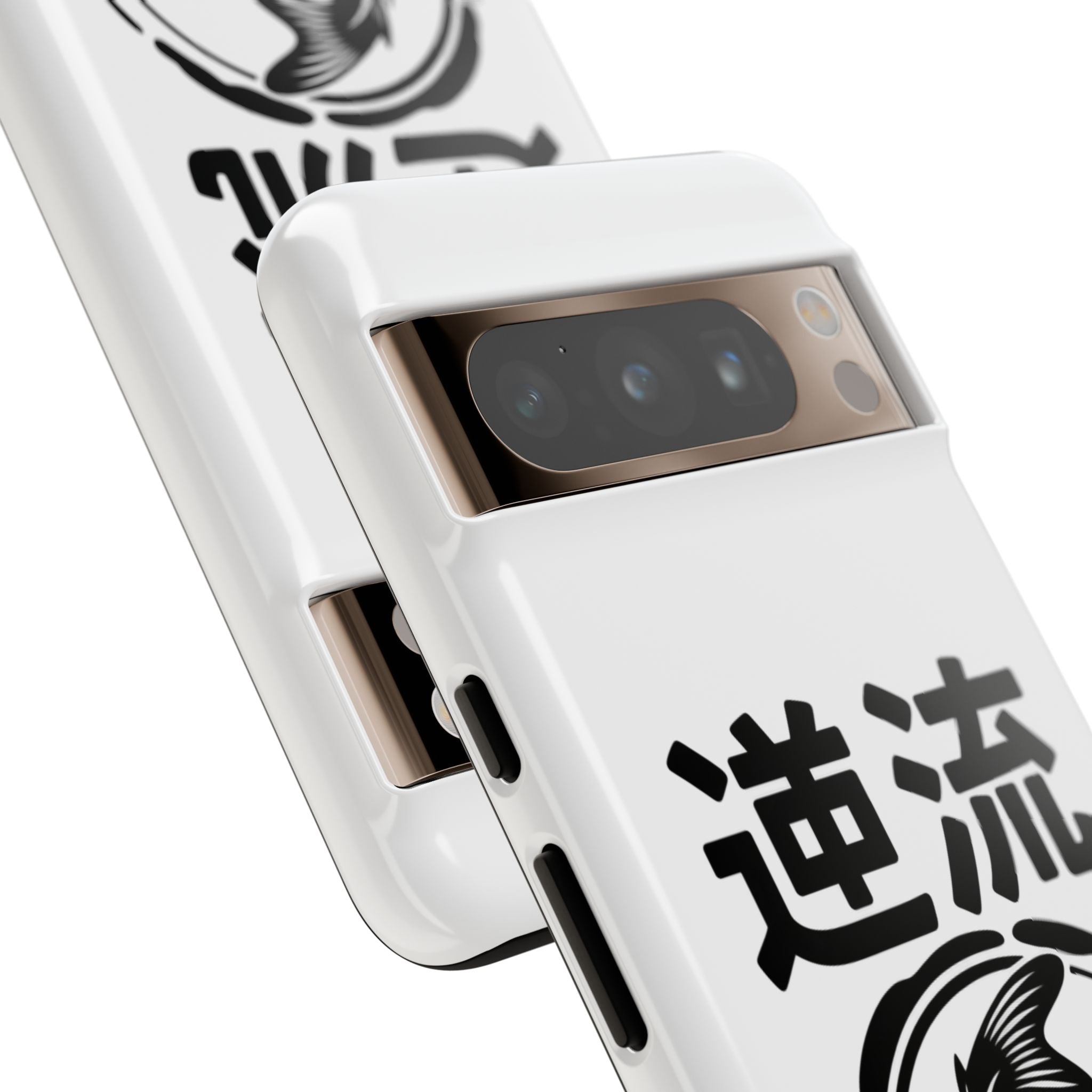 Phone Case — Koi Fish Yin Yang with Japanese Kanji (逆流) — Tough Protective Cover 80s Design
