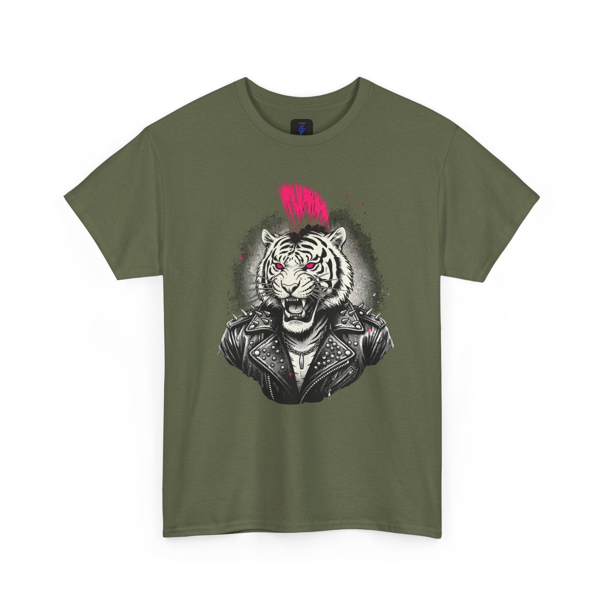 Punk Rock Tiger T-Shirt — Mohawk Tiger Graphic Tee 80's Fashion Rebel