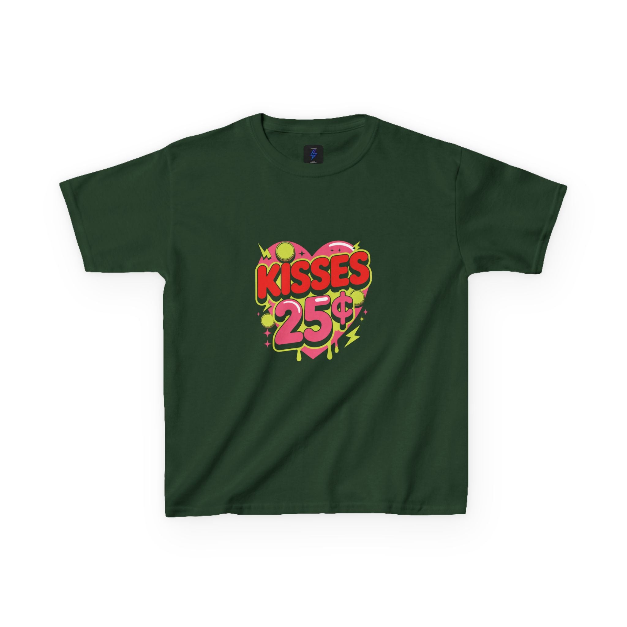 Kids T-Shirt — "Kisses 25" Retro Valentine Heart Tee 80s Retro