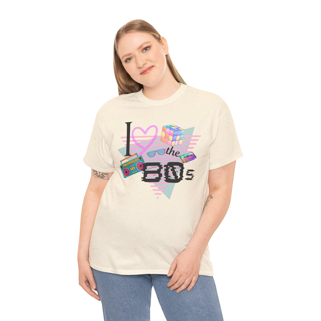 I Love the 80s T-Shirt — Retro Cassette, Rubik’s Cube & Neon Vintage Tee