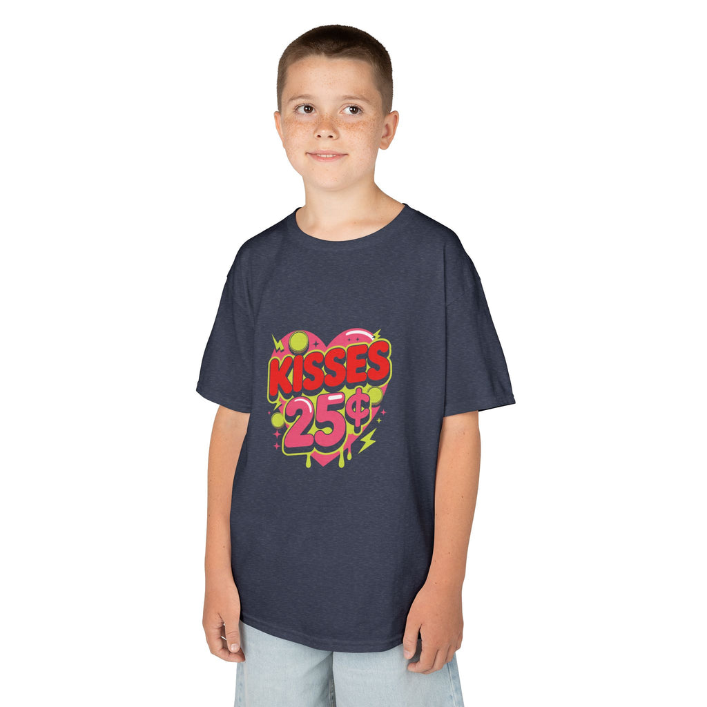 Kids T-Shirt — "Kisses 25" Retro Valentine Heart Tee 80s Retro