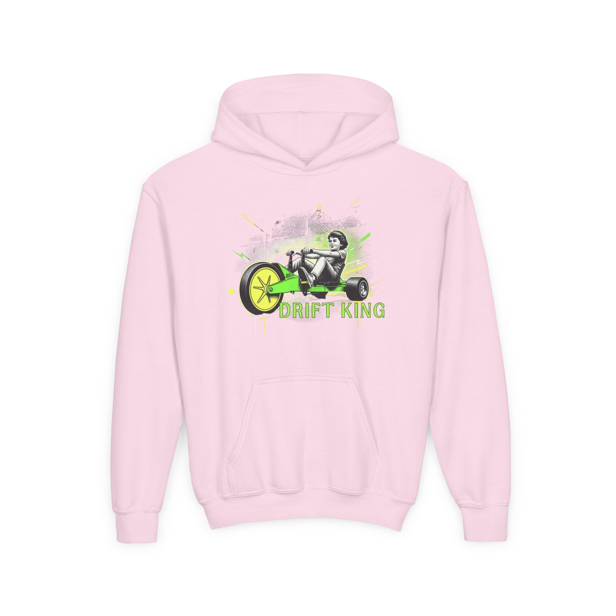 Drift King Youth Hoodie - Go-Kart Racing Graphic Sweatshirt 80s Fashion Design