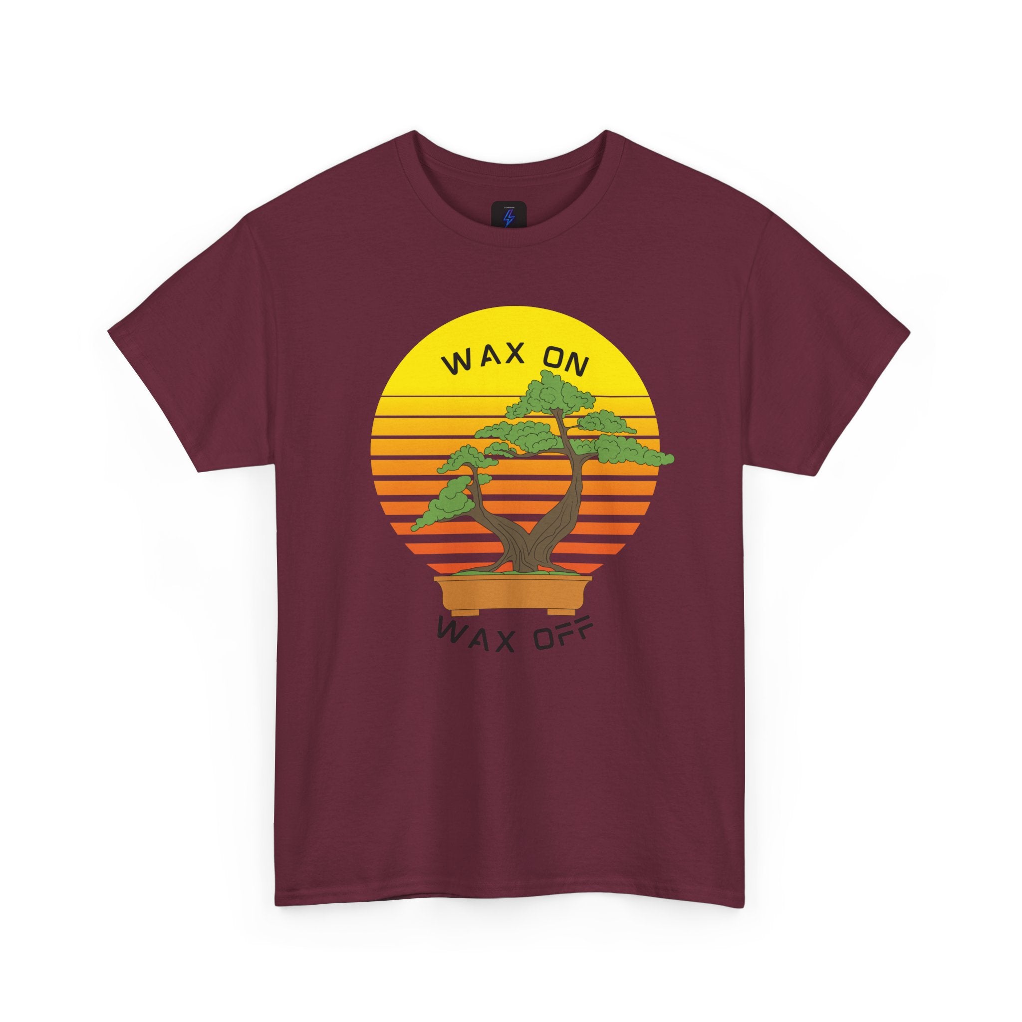 Wax On Wax Off Bonsai Tee — Retro Sunset Martial Arts T‑Shirt K-Kid Retro 80's