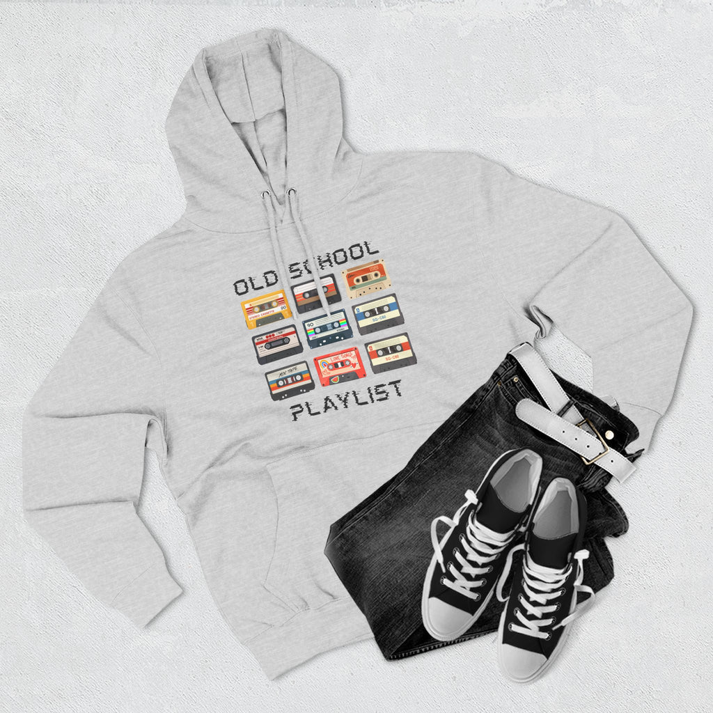 Old School Playlist Hoodie — Retro 80s Cassette Tape Graphic Pullover