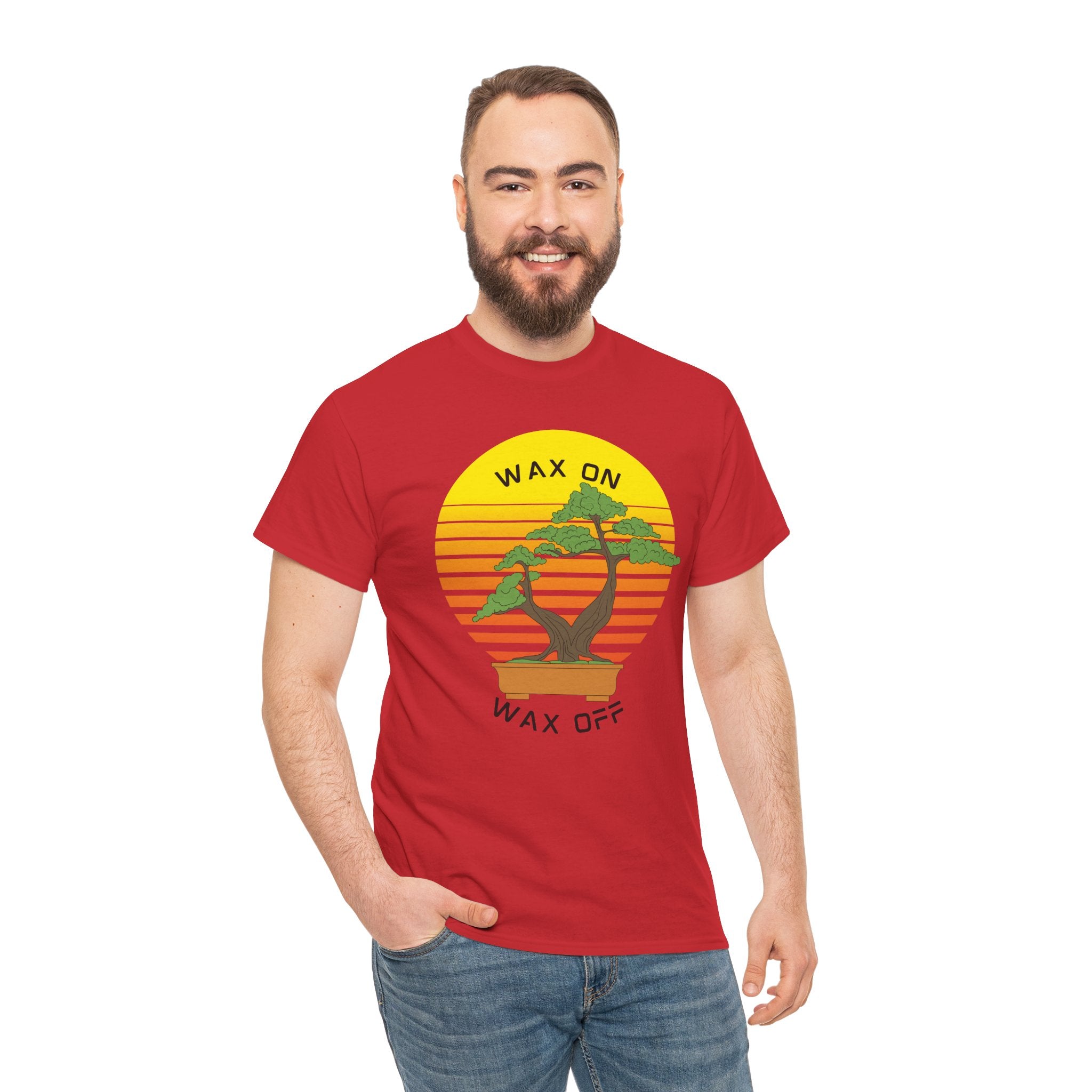 Wax On Wax Off Bonsai Tee — Retro Sunset Martial Arts T‑Shirt K-Kid Retro 80's