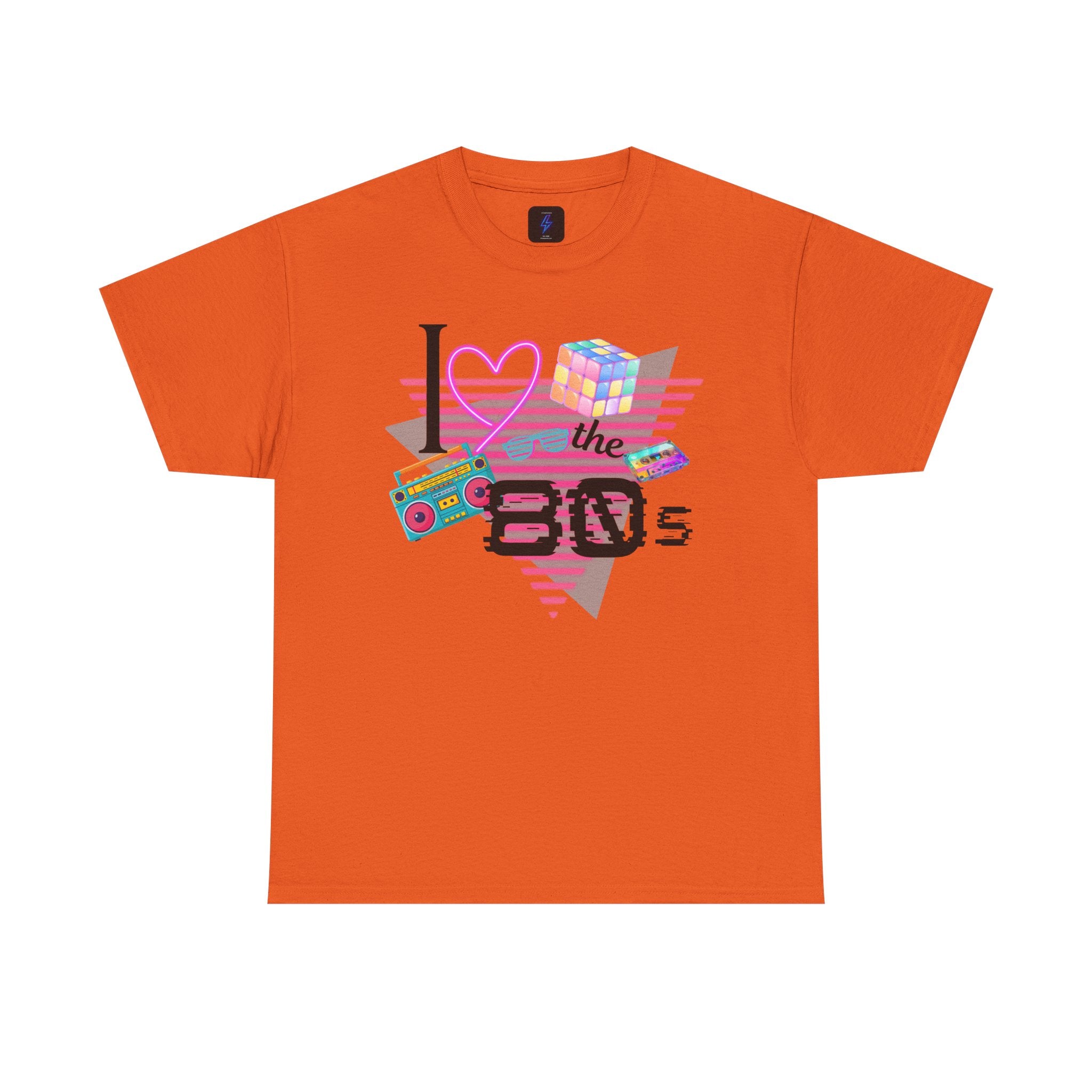 I Love the 80s T-Shirt — Retro Cassette, Rubik’s Cube & Neon Vintage Tee