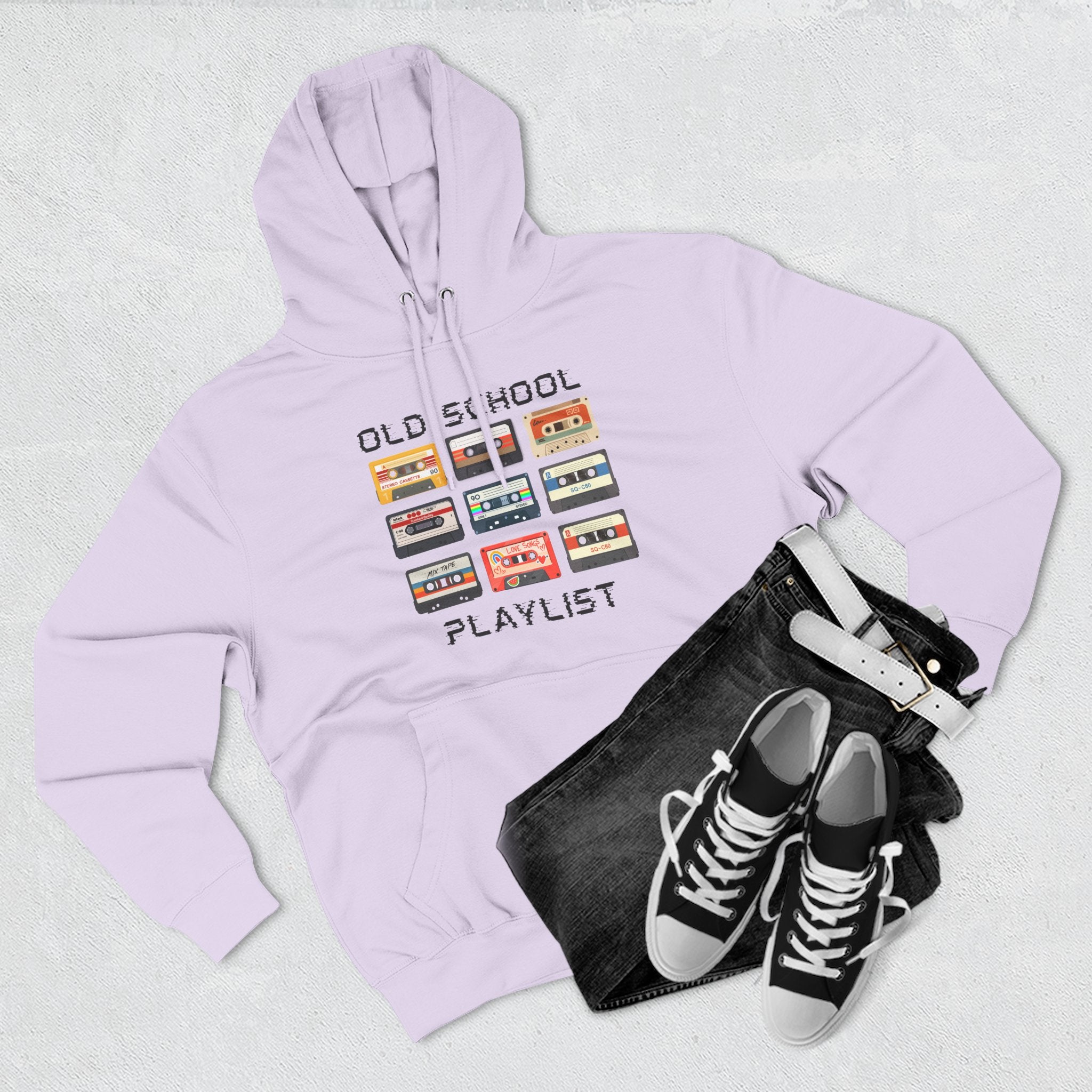 Old School Playlist Hoodie — Retro 80s Cassette Tape Graphic Pullover