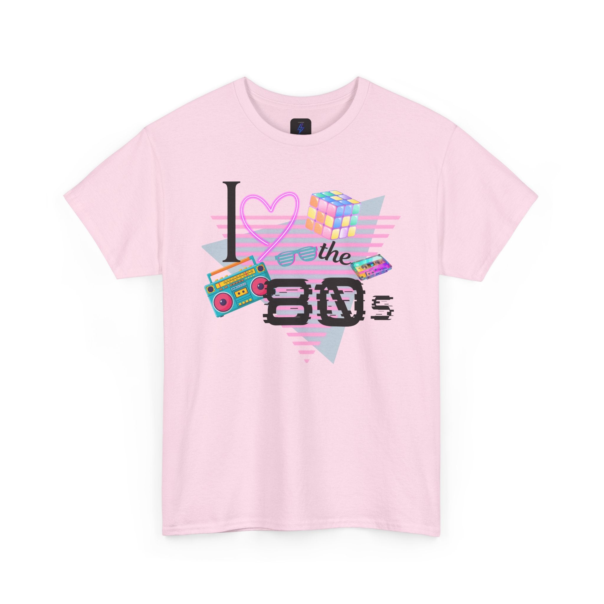 I Love the 80s T-Shirt — Retro Cassette, Rubik’s Cube & Neon Vintage Tee