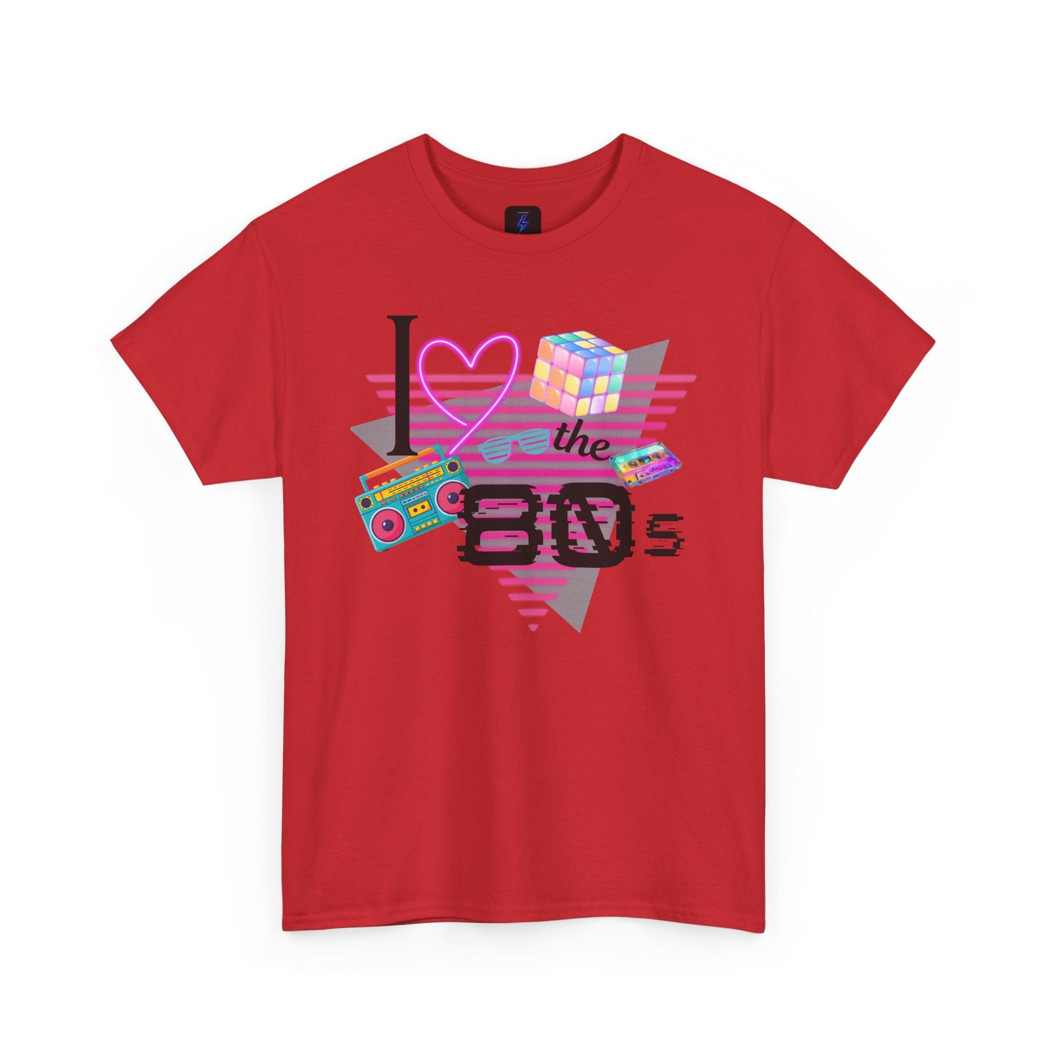 I Love the 80s T-Shirt — Retro Cassette, Rubik’s Cube & Neon Vintage Tee